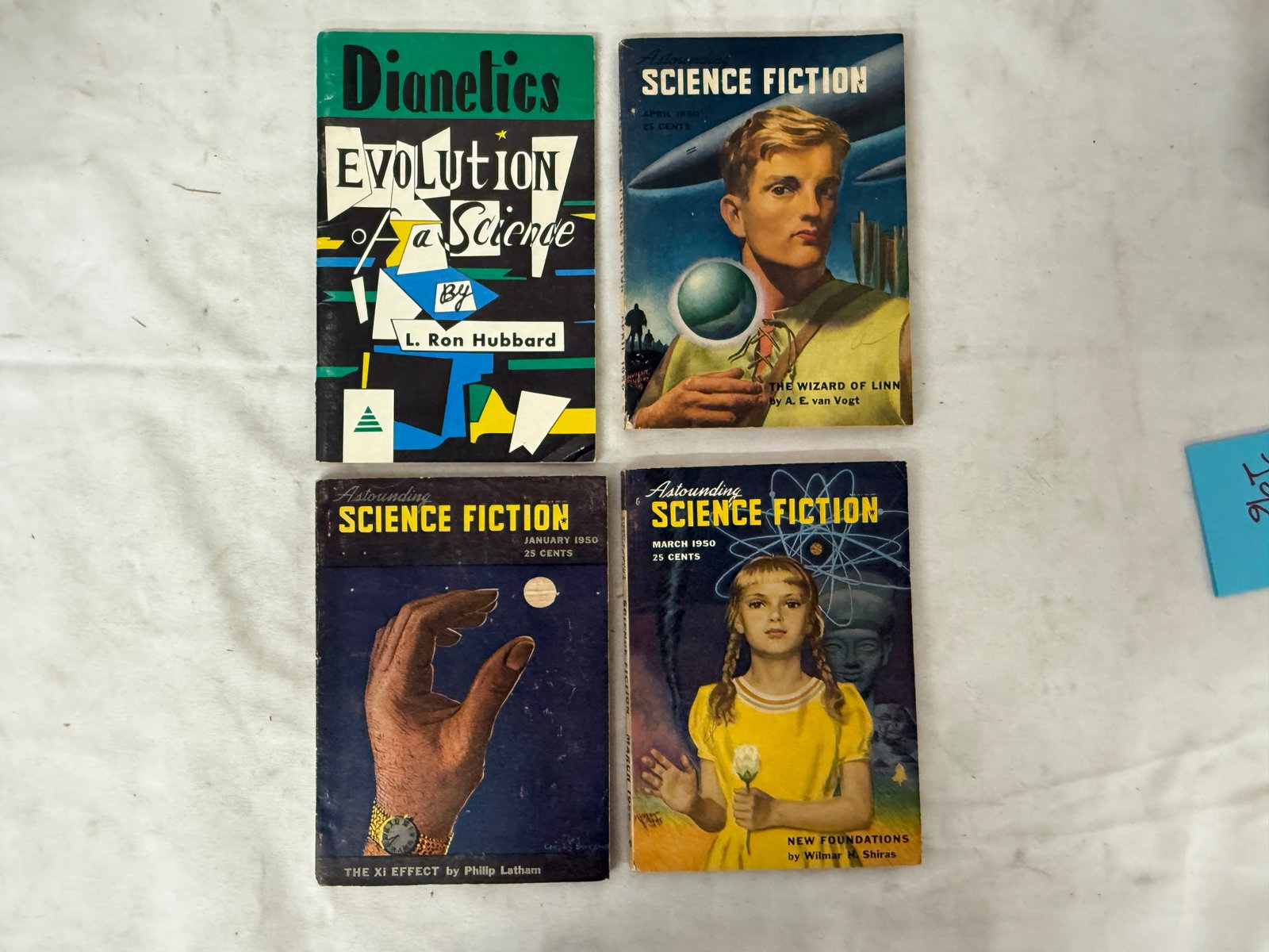 Astounding Science Fiction 1950 Pulp Magazines x3 & Dianetics Hubbard Booklet (1 of 6)