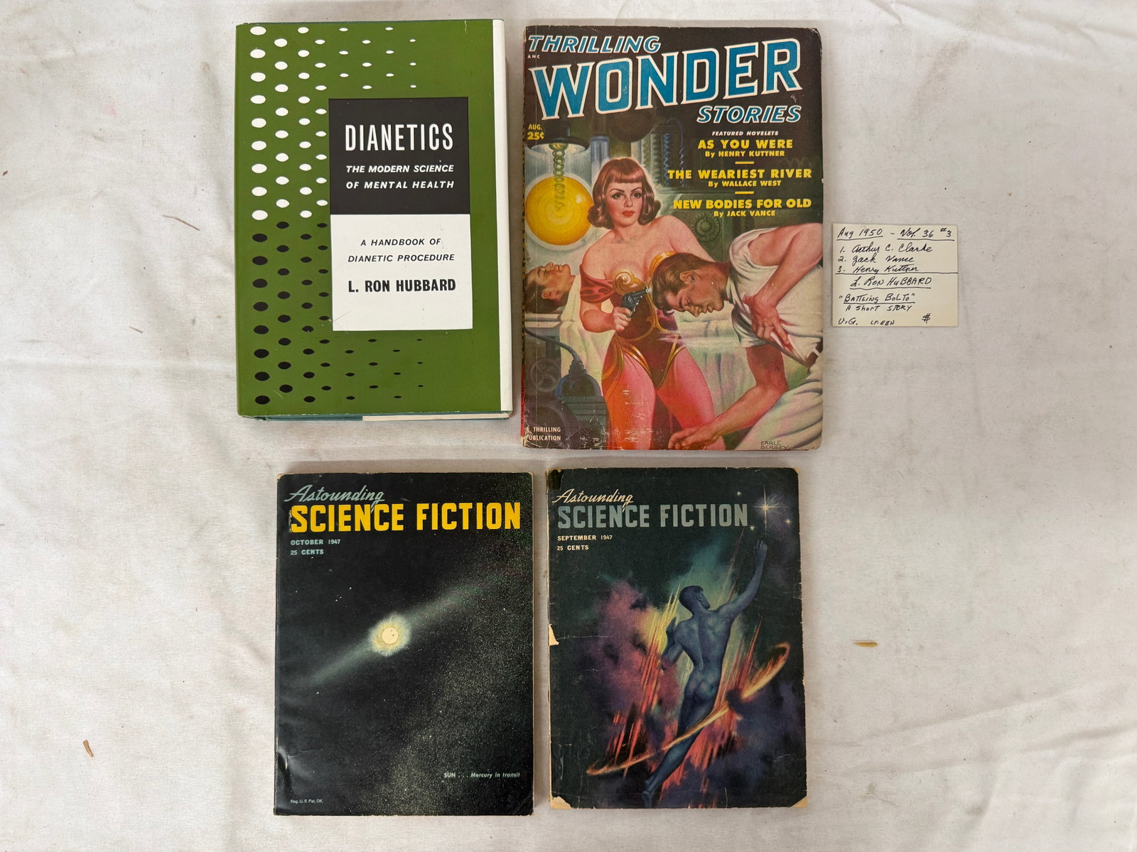 L. Ron Hubbard Dianetics 1st Ed. & Pulp Sci-Fi Magazine Lot 1947-1950 (1 of 8)