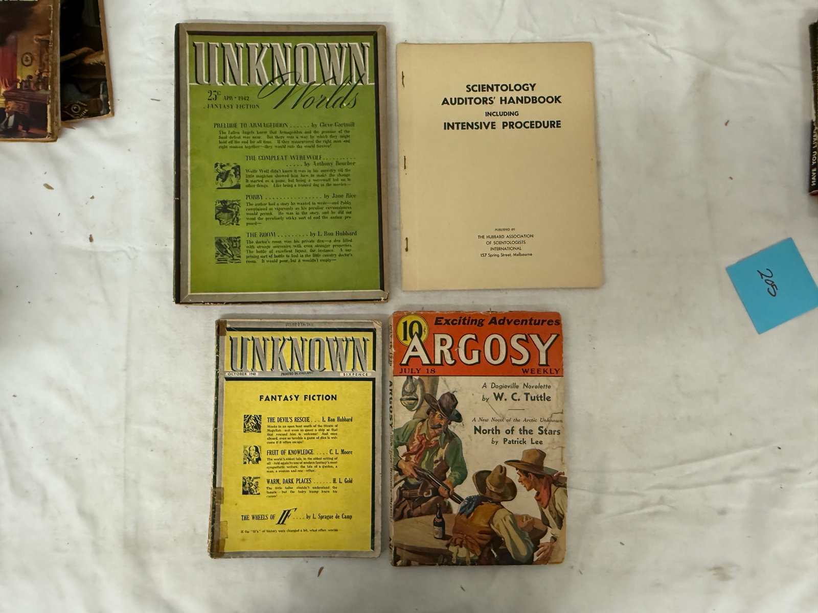 Pulp Magazine Collection: Unknown Worlds 1942, Argosy 1936, Scientology Handbook 1954: Pulp Magazine Collection: Unknown Worlds 1942, Argosy 1936, Scientology Handbook 1954