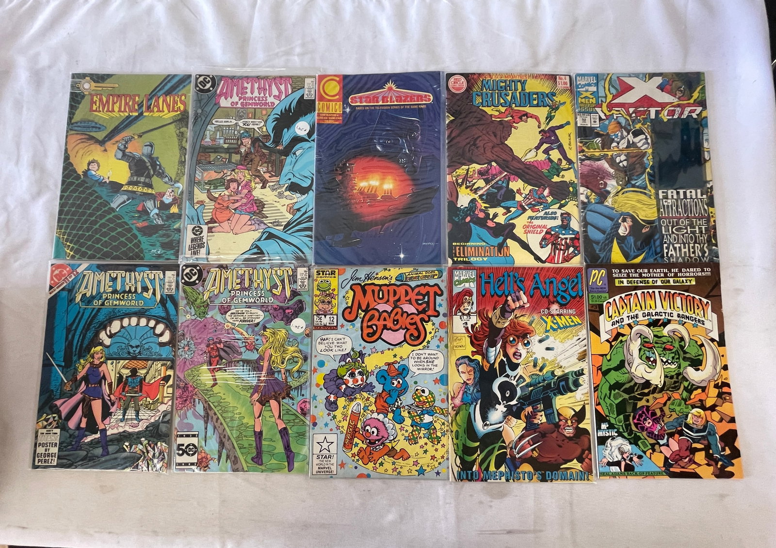 Vintage Comic Book Lot x10 Marvel DC Amethyst X-Factor Muppet Babies 1980s-90s: Vintage Comic Book Lot x10 Marvel DC Amethyst X-Factor Muppet Babies 1980s-90s