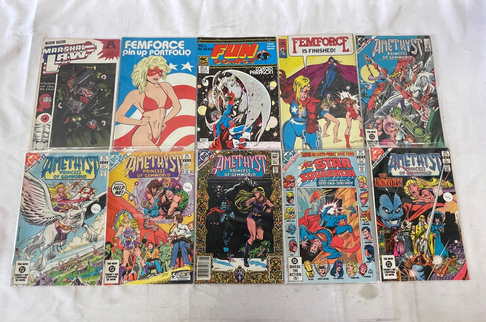 DC Comics Amethyst Princess of Gemworld & Femforce Vintage Comic Book Lot of 10: DC Comics Amethyst Princess of Gemworld & Femforce Vintage Comic Book Lot of 10