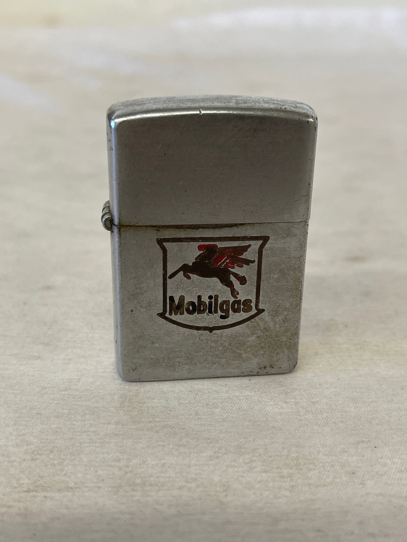 Mobilgas Pegasus Zippo Lighter, Pat. 2517191, Chrome, Vintage 1950s (1 of 4)