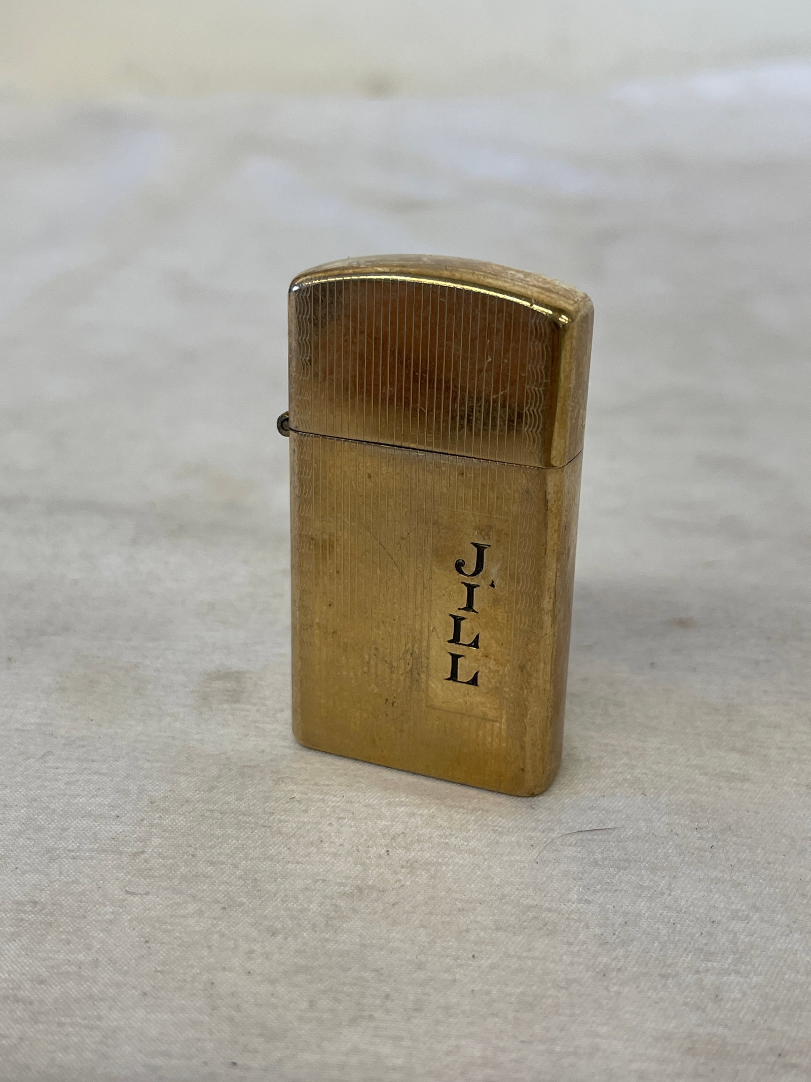 Zippo Slim 10KGF Gold Filled Lighter Engraved JILL Engine Turned (1 of 5)