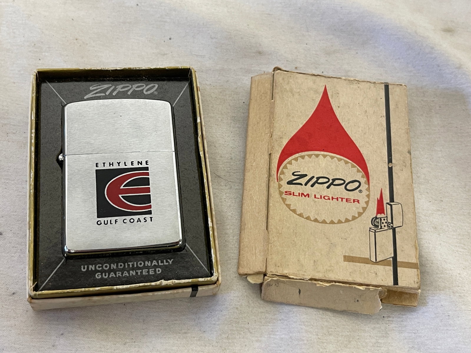 Ethylene Gulf Coast Zippo Slim Lighter Brushed Chrome with Original Box (1 of 3)