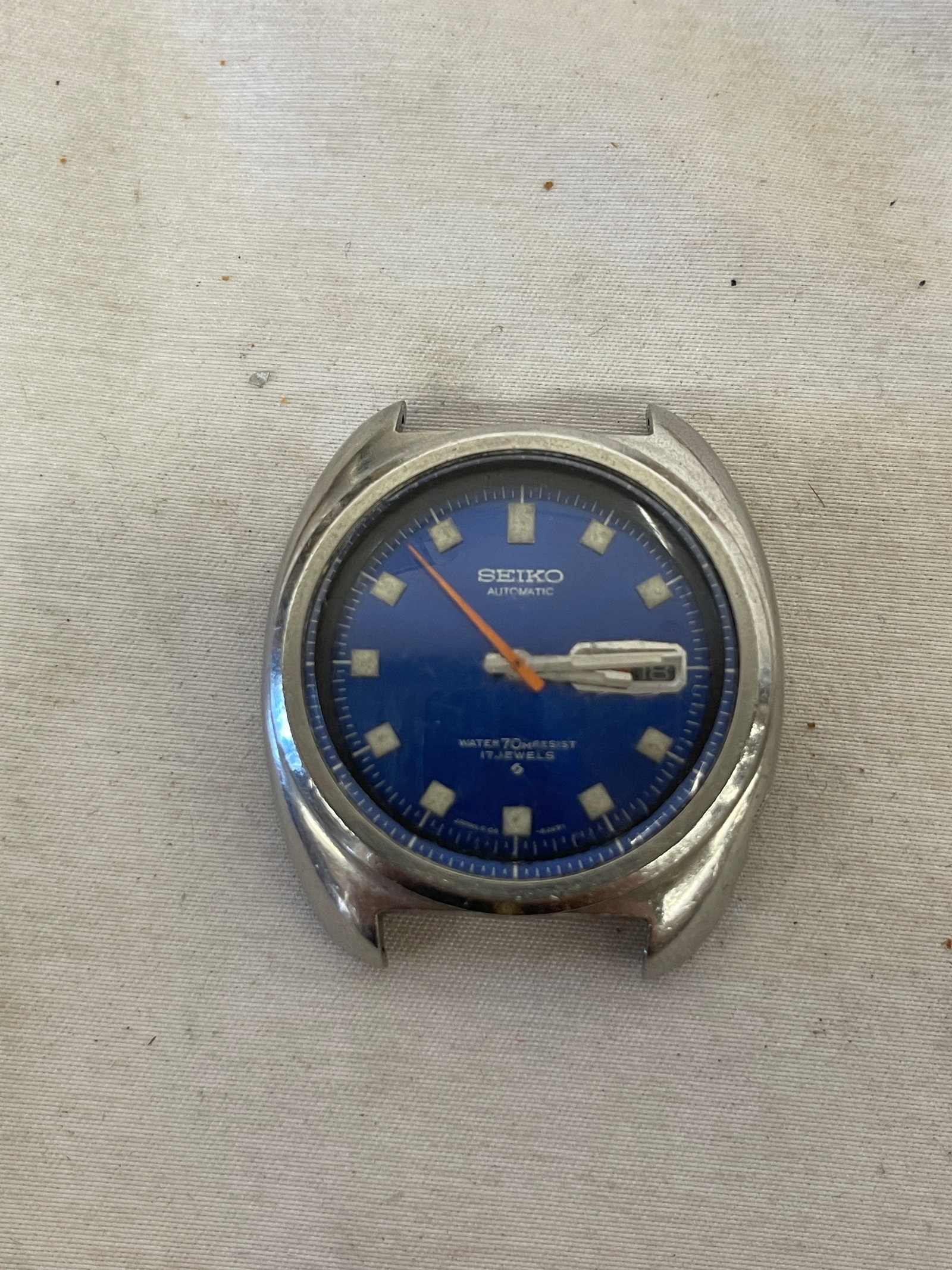 Seiko Automatic 6100-8237 Blue Dial 17 Jewels Day-Date Vintage Watch Head: Seiko Automatic 6100-8237 Blue Dial 17 Jewels Day-Date Vintage Watch Head