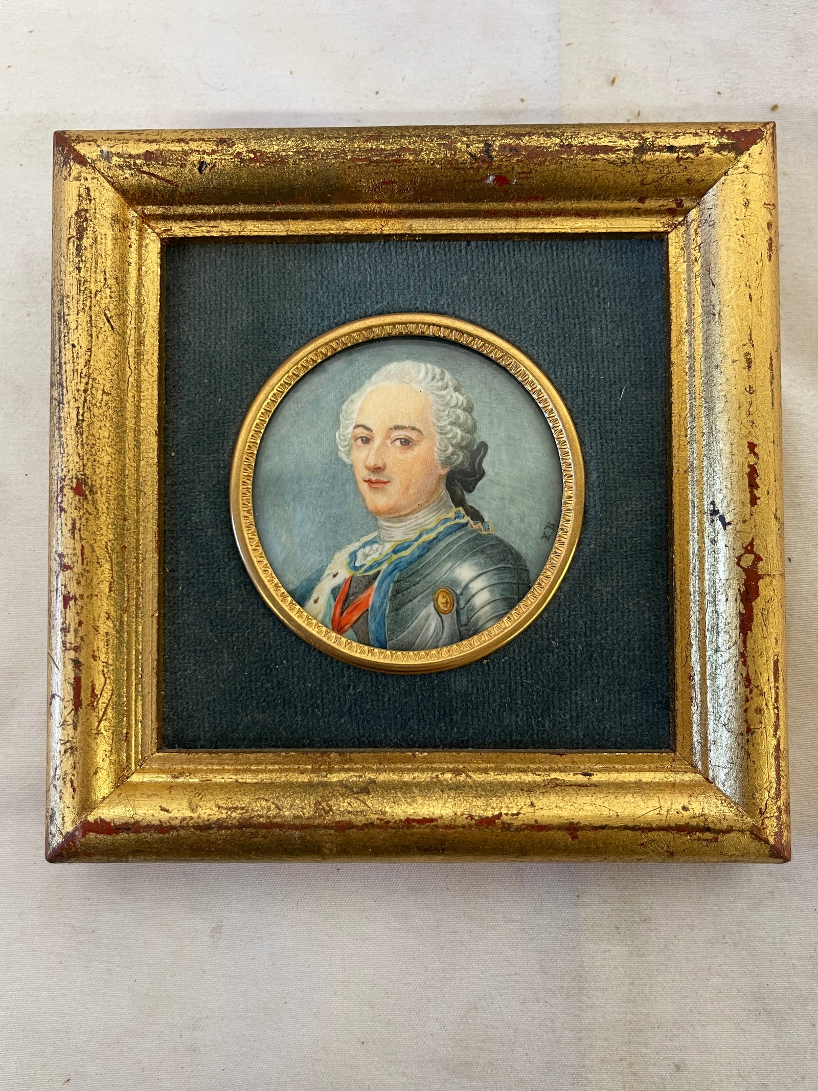 Louis XV Portrait Miniature by Louis-Emile Bertrand, Gilt Frame, 19th C (1 of 6)