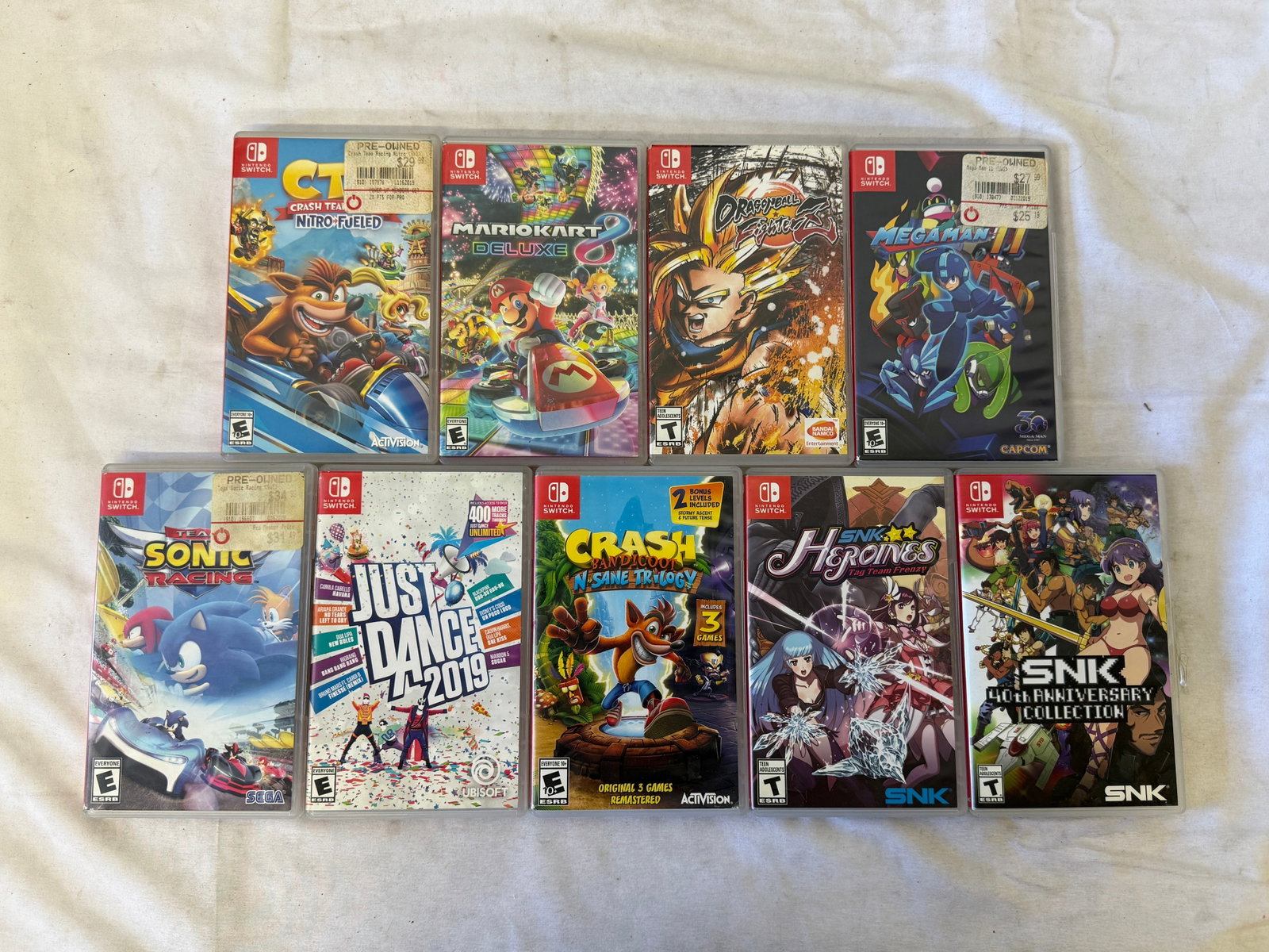 Nintendo Switch 9-Game Lot: Mario Kart 8, Crash, Mega Man 11, SNK, Sonic (1 of 2)
