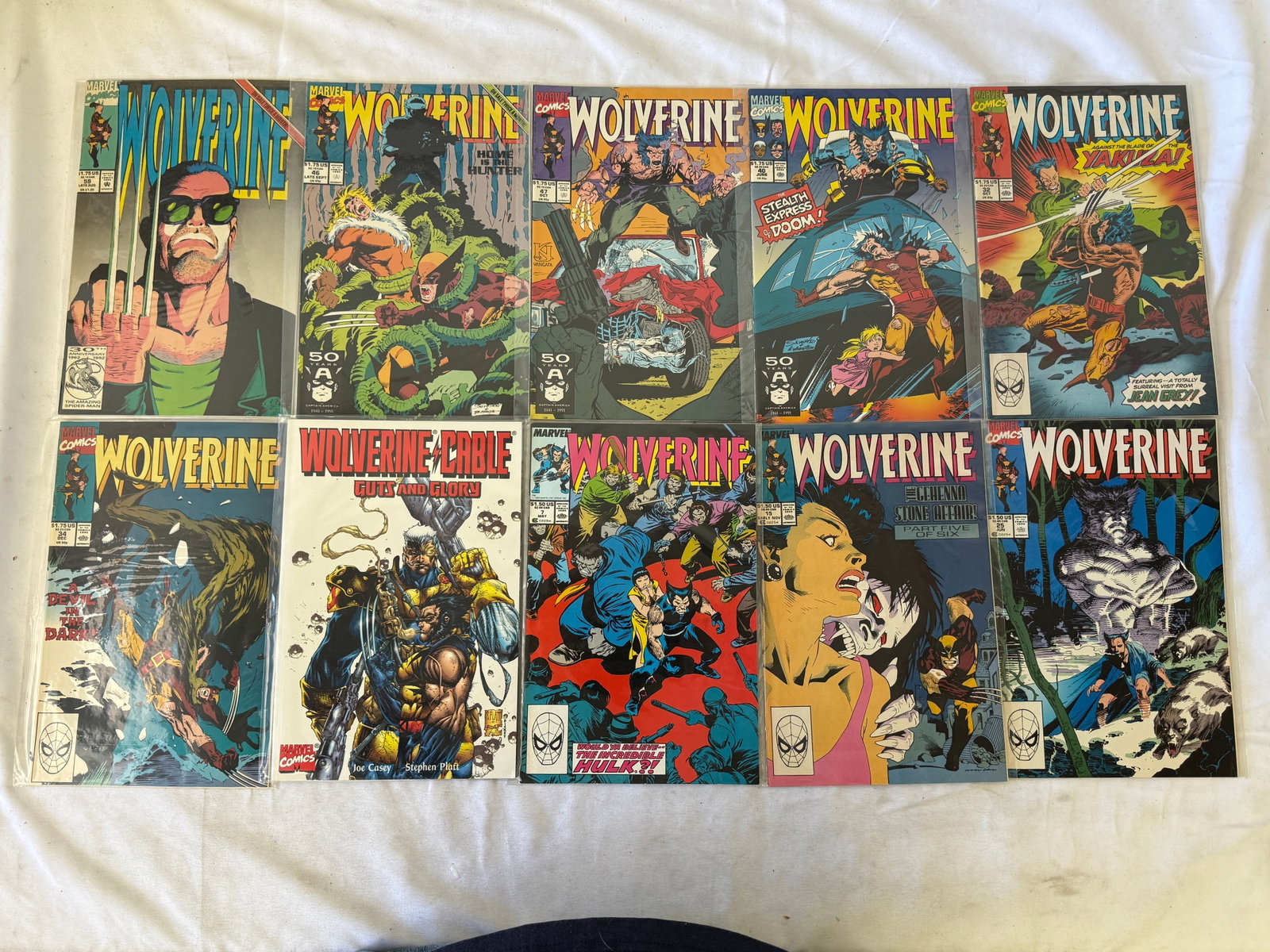 Wolverine Marvel Comics Lot of 10 Issues 1990s Including Cable Crossover (1 of 1)