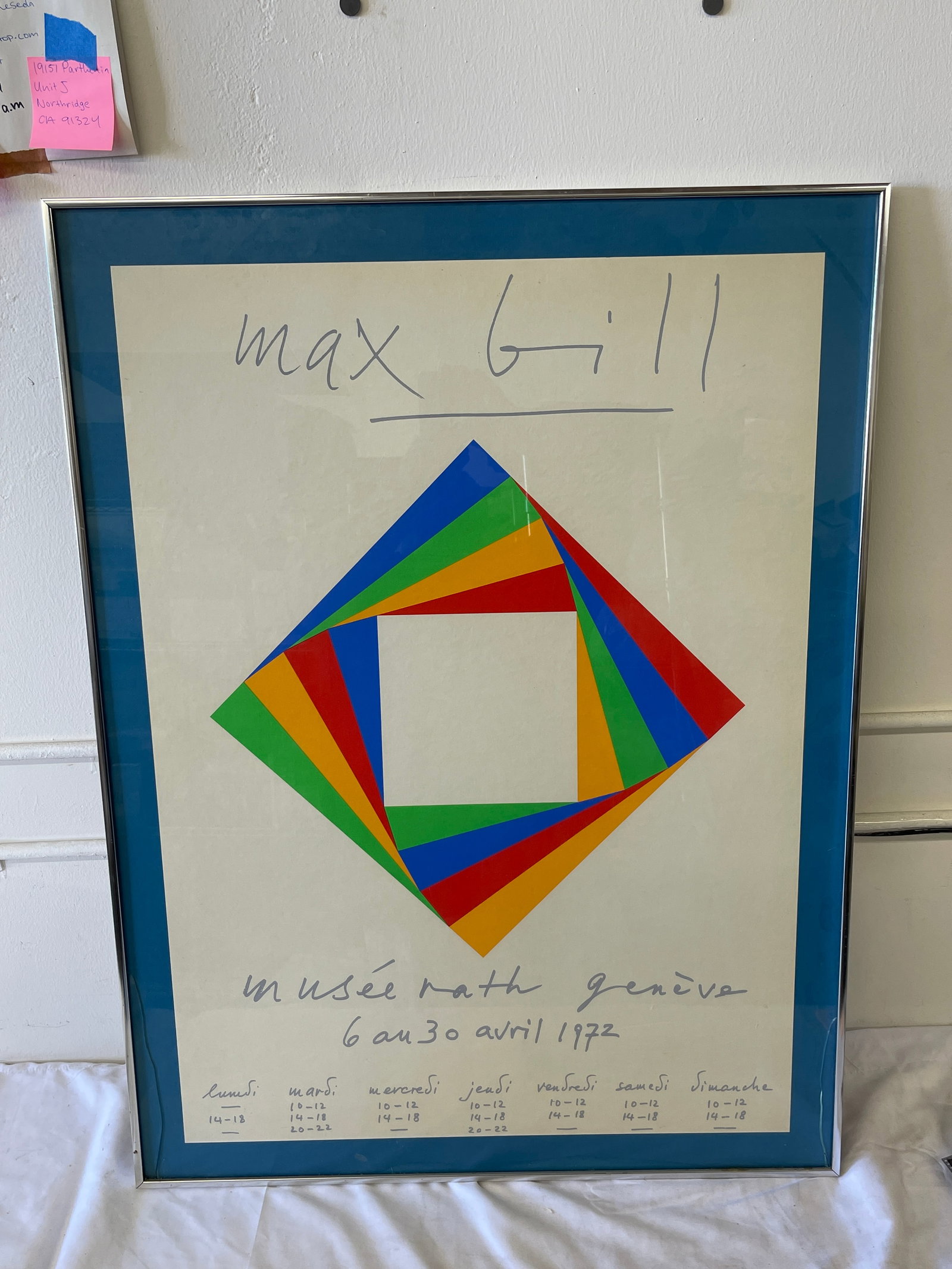 Max Bill Musee Rath Geneve 1972 Original Exhibition Poster Framed 40x29 (1 of 5)