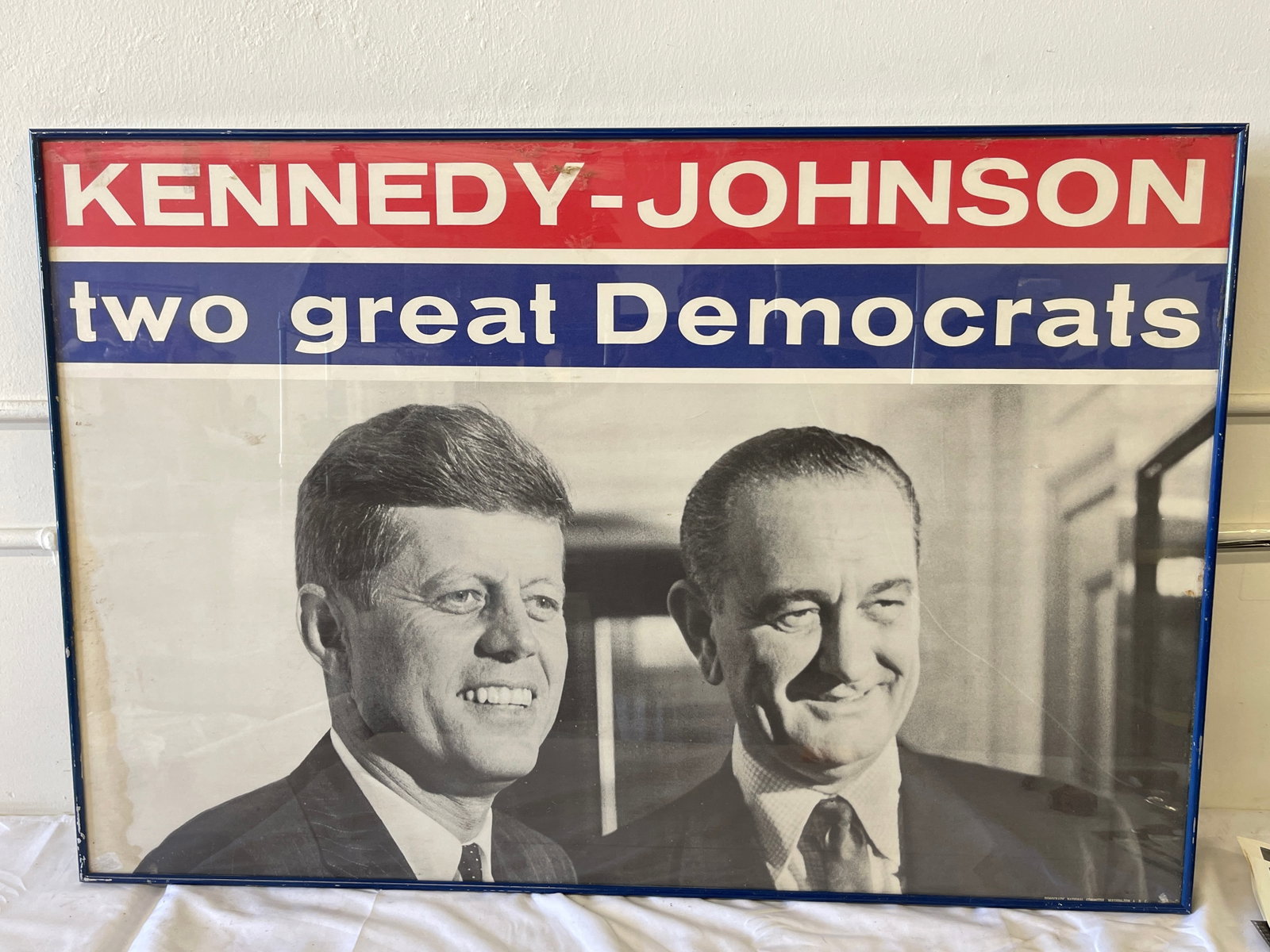 Kennedy-Johnson 1960 Campaign Poster Framed Democratic National Committee 40x27 (1 of 4)