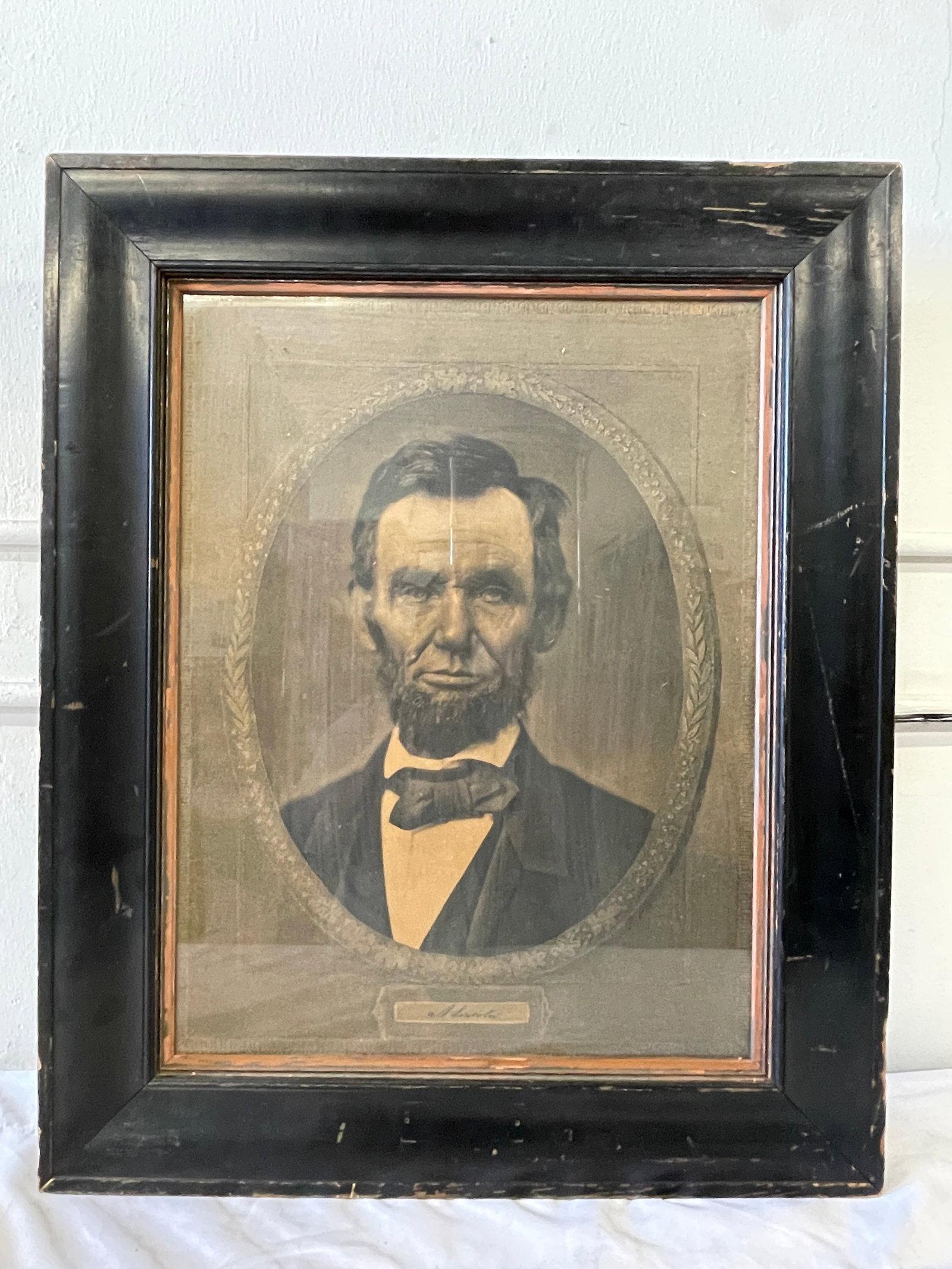 A. Lincoln Antique Engraved Portrait Print in Original Black Wood Frame 21x16 (1 of 4)