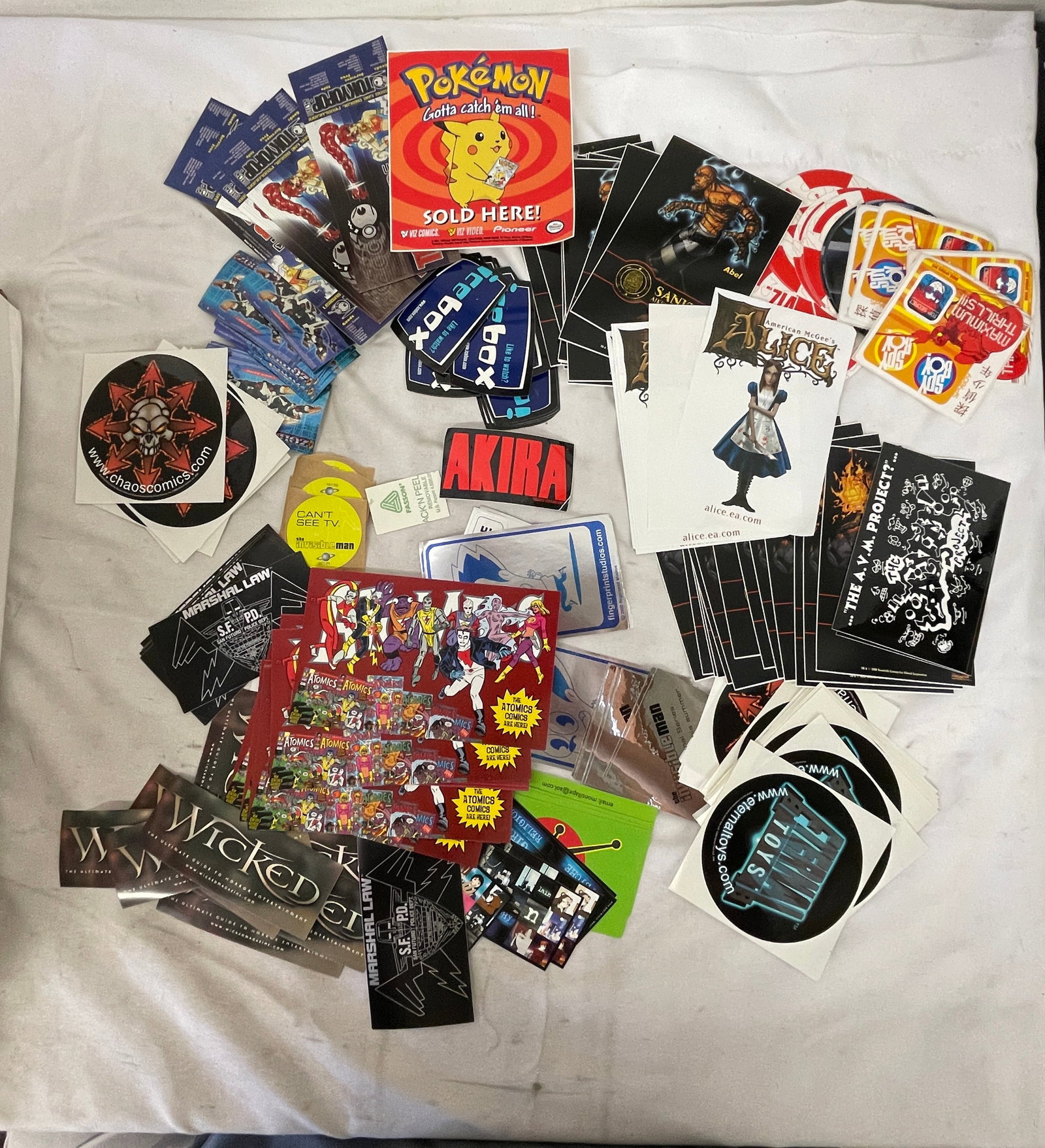 Y2K Era Anime Gaming Promo Sticker Lot Pokemon Akira Alice Marshal Law Chaos: Y2K Era Anime Gaming Promo Sticker Lot Pokemon Akira Alice Marshal Law Chaos