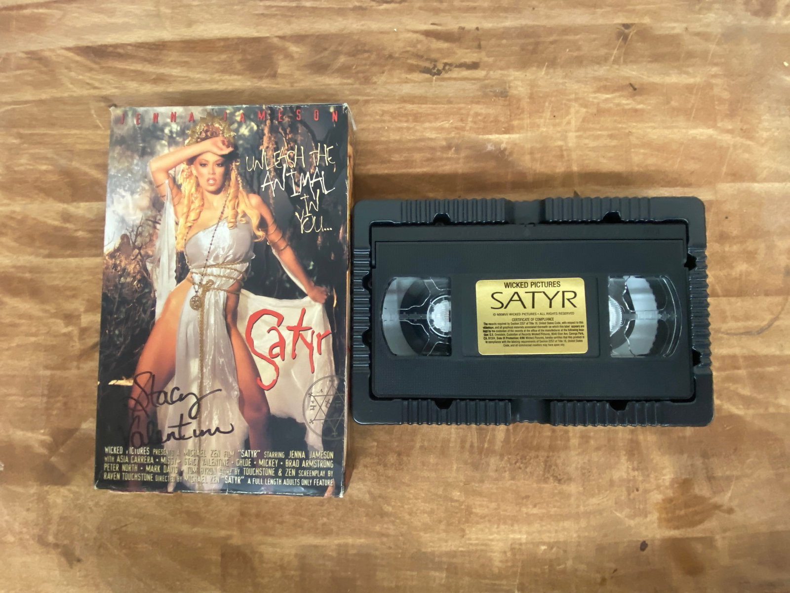 Satyr Wicked Pictures VHS Signed by Stacy Valentine Jenna Jameson: Satyr Wicked Pictures VHS Signed by Stacy Valentine Jenna Jameson