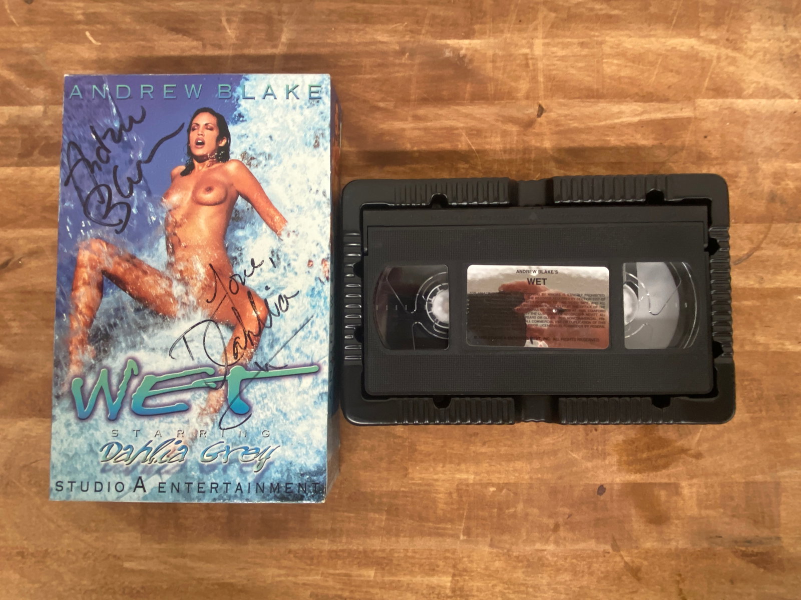 WET Vintage Adult Film VHS Tape Signed by Andrew Blake and Dahlia Grey: WET Vintage Adult Film VHS Tape Signed by Andrew Blake and Dahlia Grey