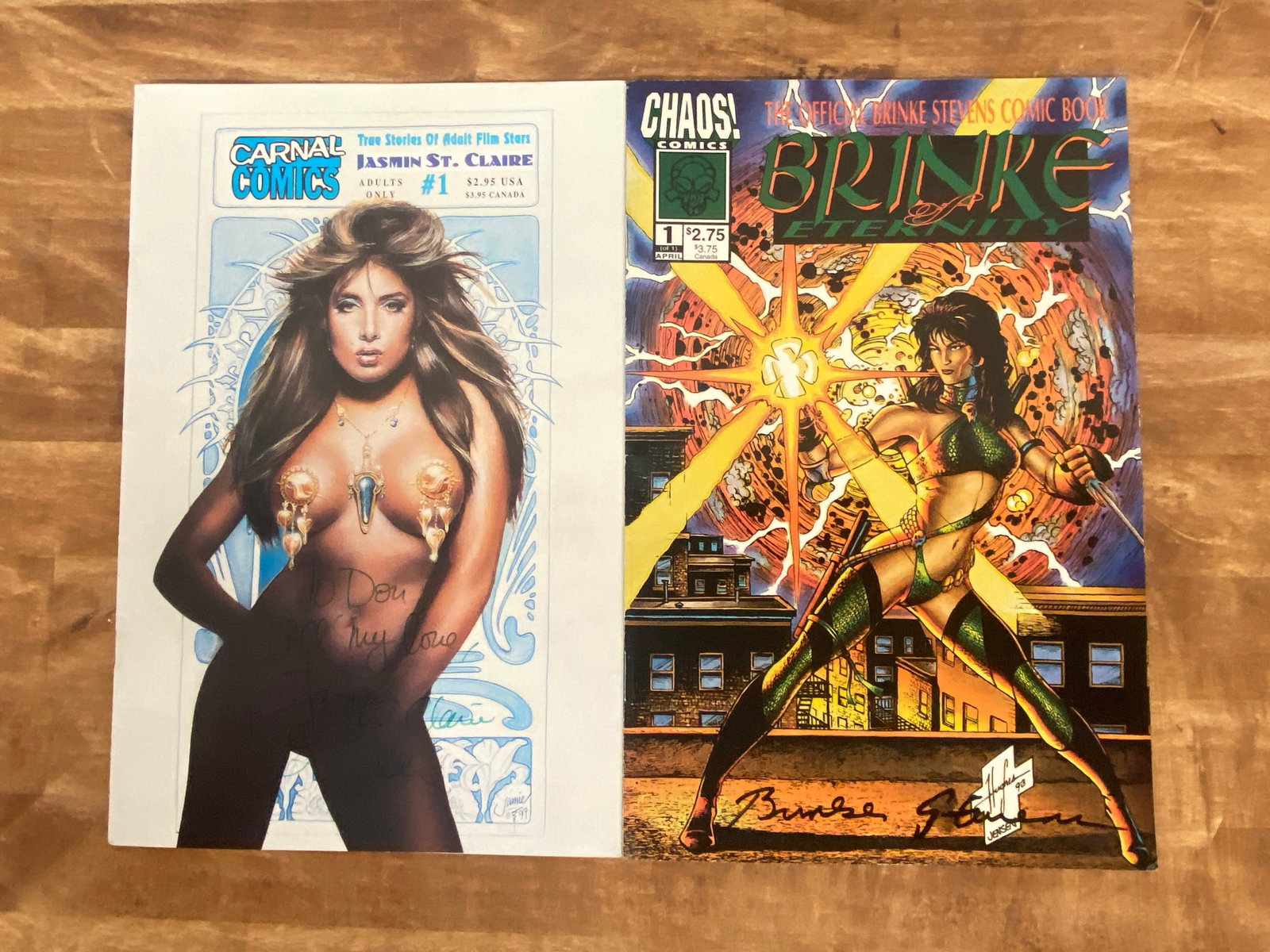 Brinke Stevens Chaos Comics #1 & Jasmin St. Claire Carnal Comics #1 Signed: Brinke Stevens Chaos Comics #1 & Jasmin St. Claire Carnal Comics #1 Signed