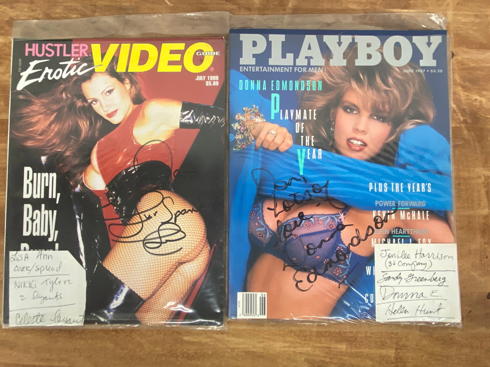Playboy June 1987 & Hustler Video Guide July 1996 Signed Magazines Lot: Playboy June 1987 & Hustler Video Guide July 1996 Signed Magazines Lot