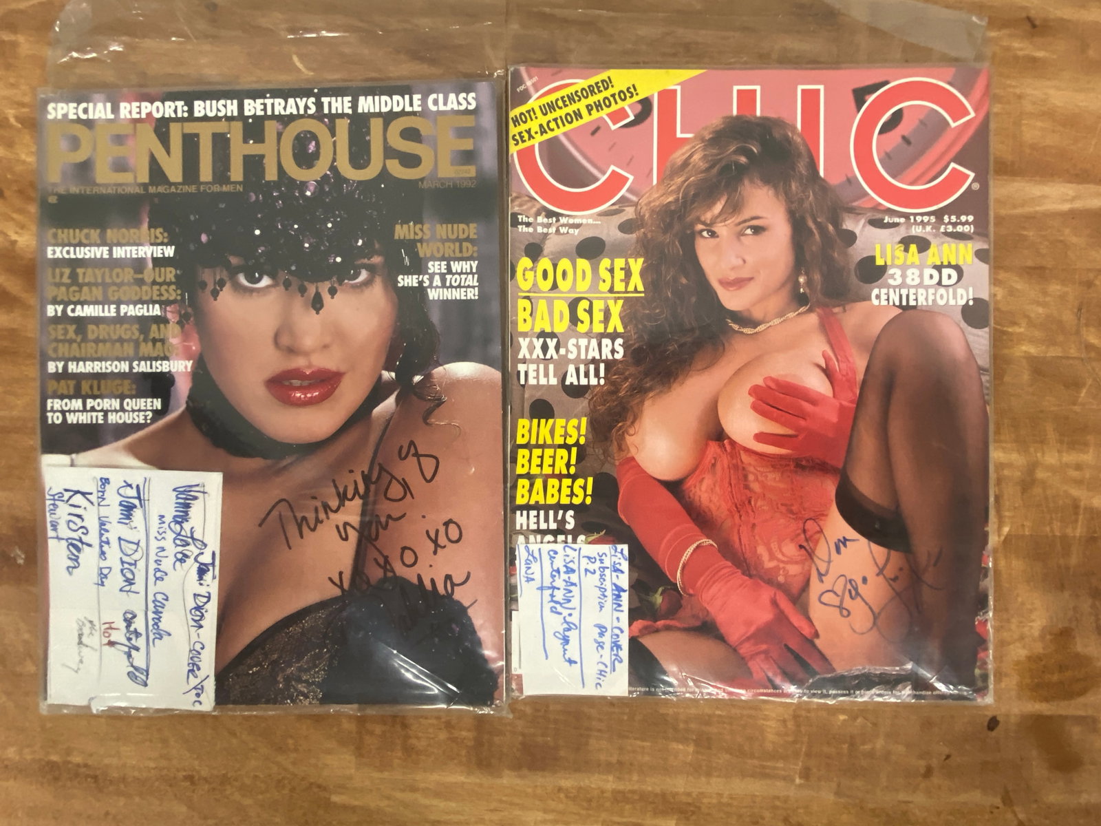 Lisa Ann & Teri Dion Signed Chic June 1995 & Penthouse March 1992 Magazines: Lisa Ann & Teri Dion Signed Chic June 1995 & Penthouse March 1992 Magazines