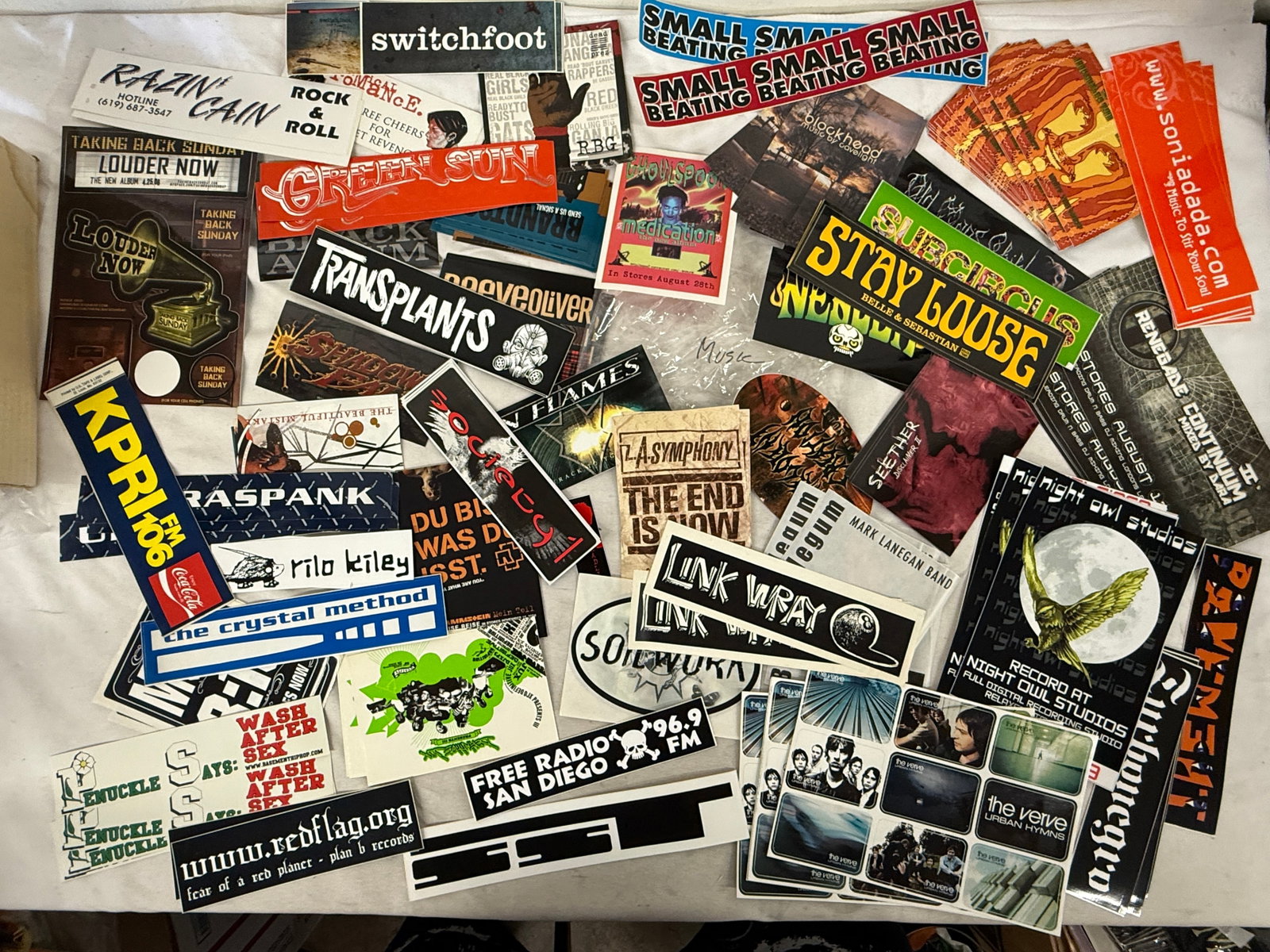 Early 2000s Alt Rock Promo Sticker Collection: Switchfoot, Transplants & More: Early 2000s Alt Rock Promo Sticker Collection: Switchfoot, Transplants & More