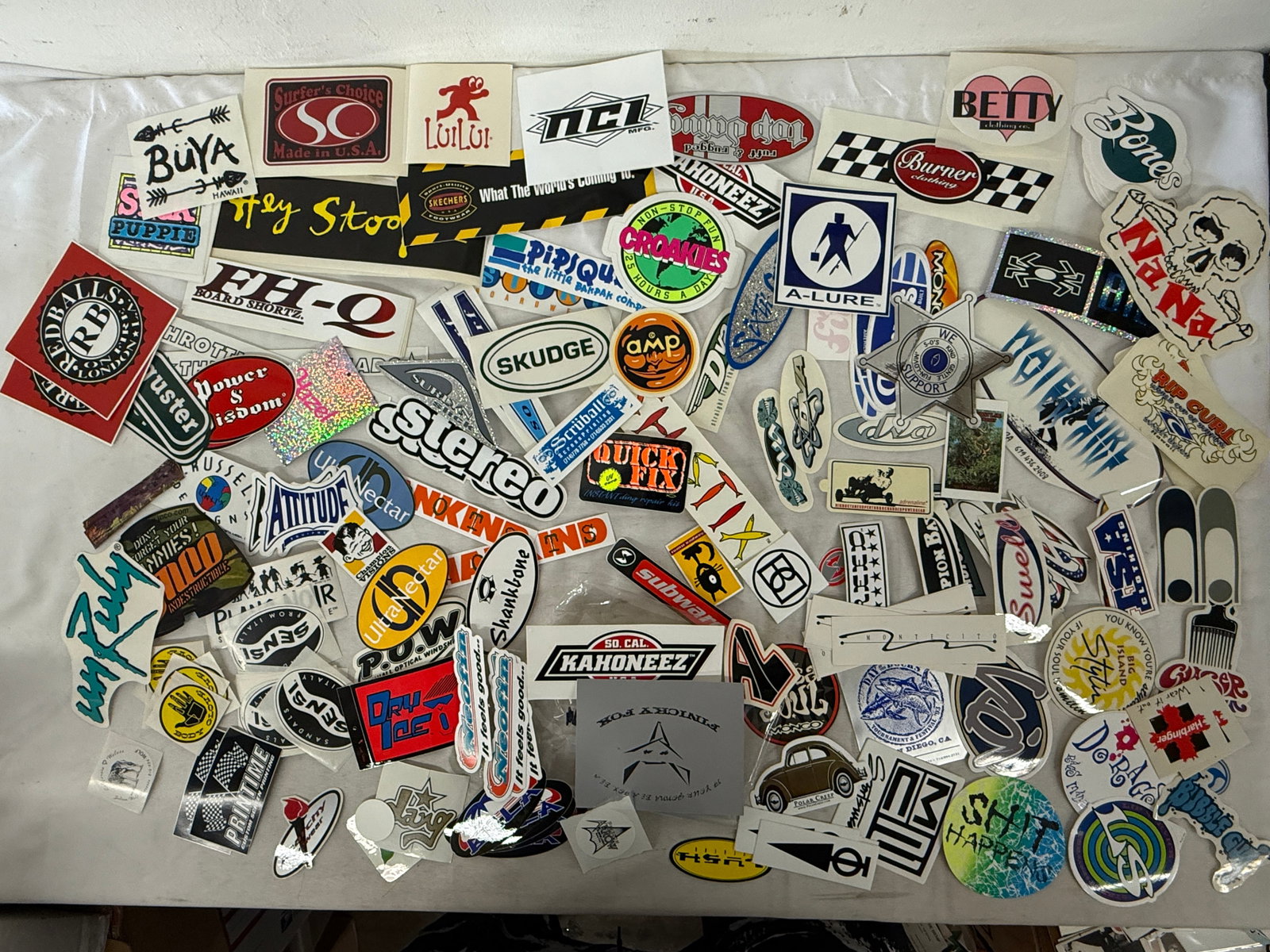 Vintage 1990s Surf Skate Streetwear Sticker Collection 100+ Pieces Lot: Vintage 1990s Surf Skate Streetwear Sticker Collection 100+ Pieces Lot