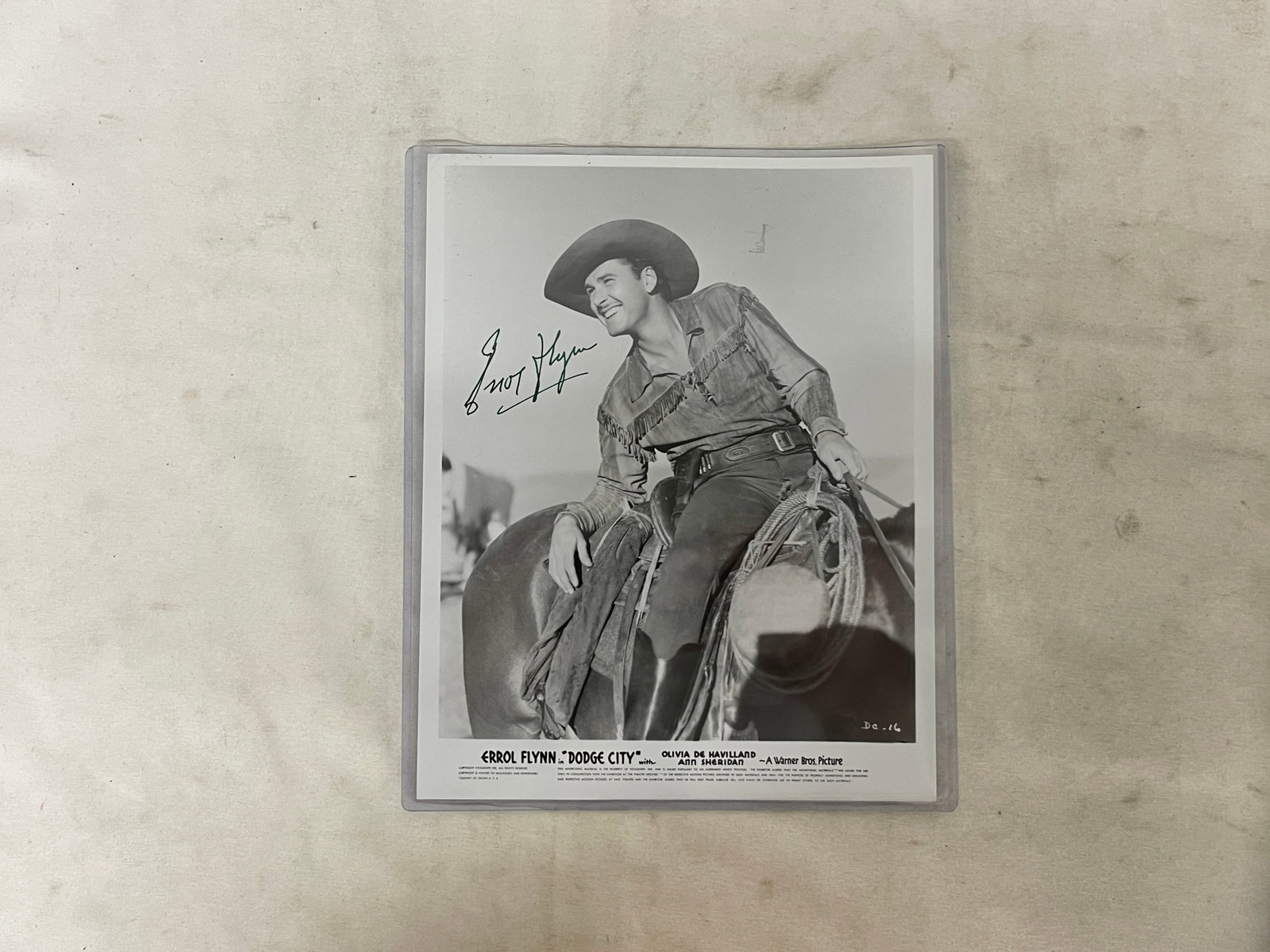 Errol Flynn Signed 8x10 B&W Still Photo Dodge City 1939 Warner Bros. Western (1 of 5)