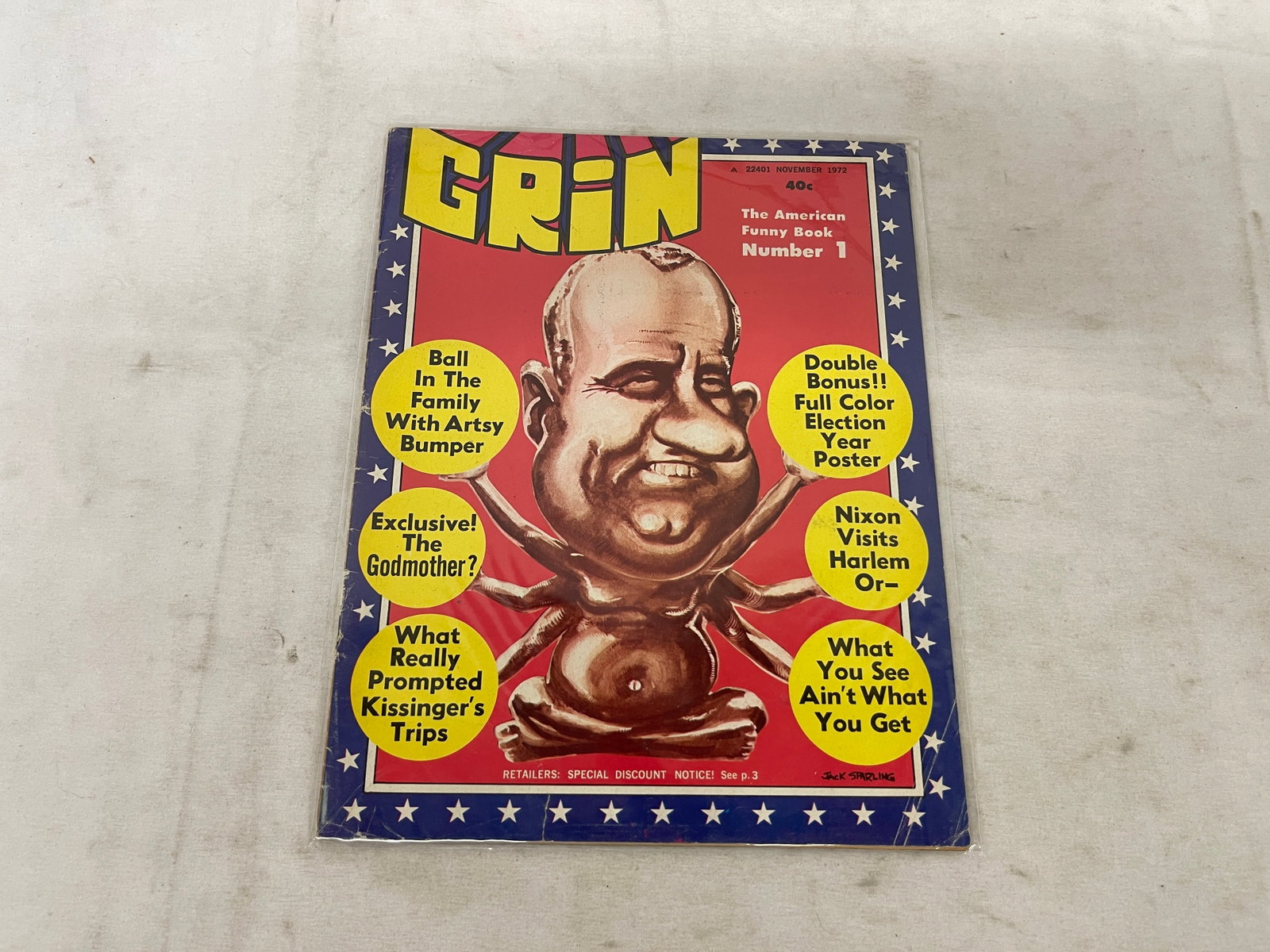 GRIN Magazine No.1 November 1972 Nixon Political Satire Jack Sparling Art (1 of 2)