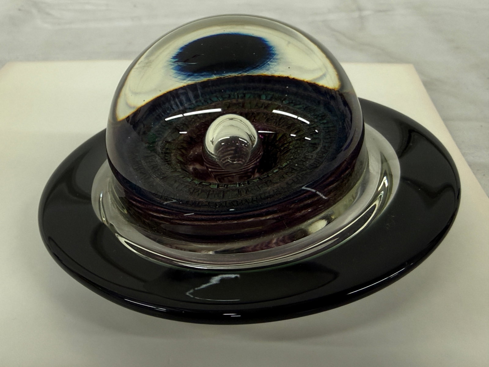 Art Glass Saturn Planet Paperweight Sculpture, Signed Studio Art Glass (1 of 5)