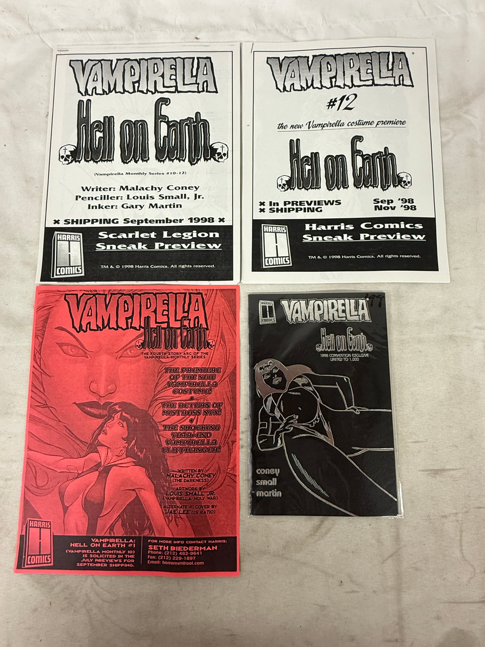 Vampirella Hell on Earth Harris Comics Original Art Pages & Promo Lot 1998: Vampirella Hell on Earth Harris Comics Original Art Pages & Promo Lot 1998