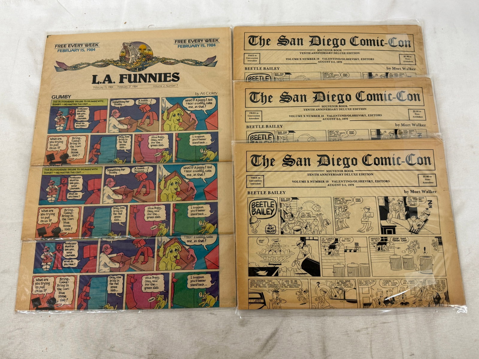 San Diego Comic-Con 1979 Souvenir Book x3 & L.A. Funnies 1984 Newspaper: San Diego Comic-Con 1979 Souvenir Book x3 & L.A. Funnies 1984 Newspaper