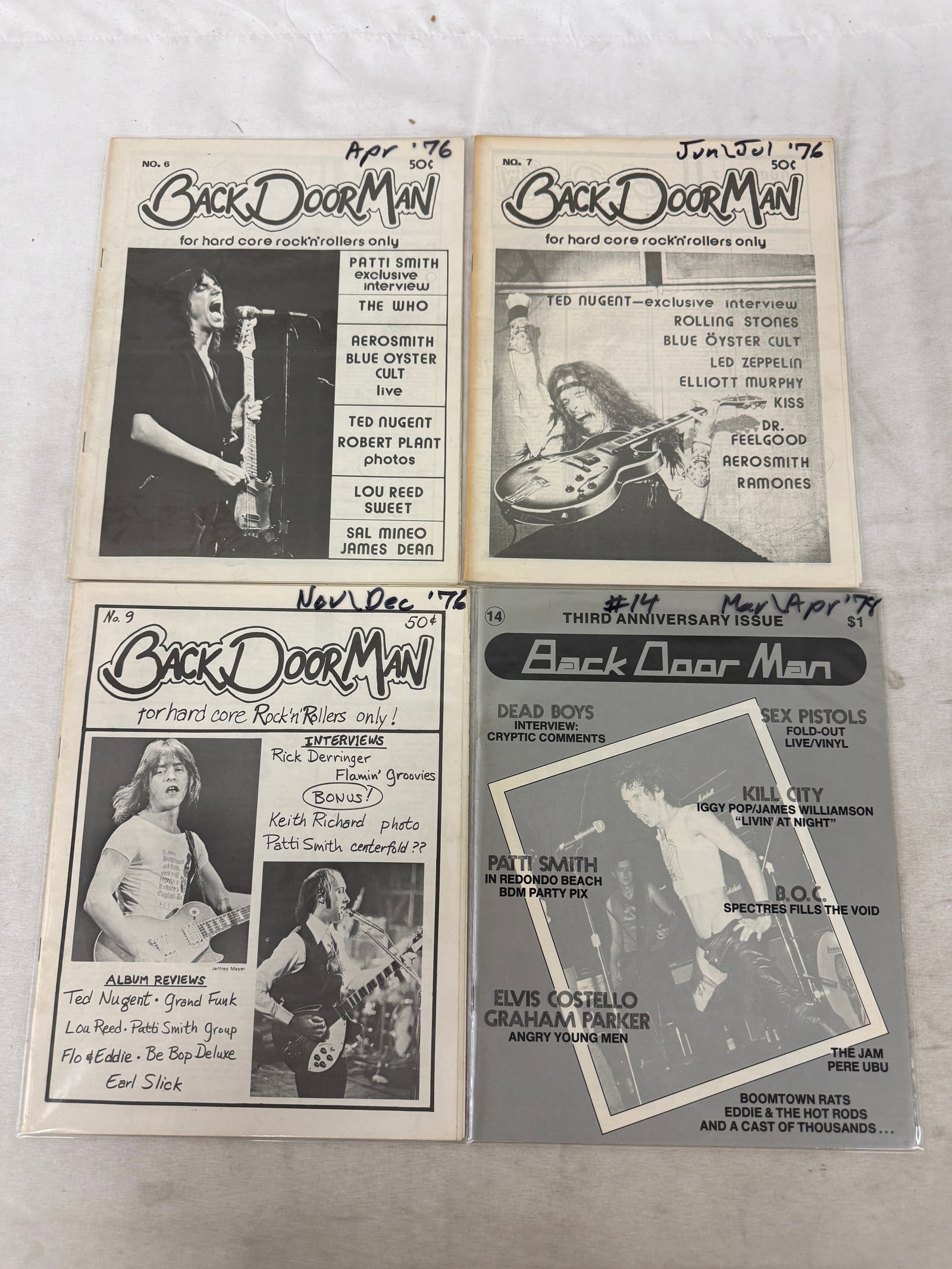Back Door Man Rock Fanzine Issues #6, #7, #9, #14 Collection 1976-1979: Back Door Man Rock Fanzine Issues #6, #7, #9, #14 Collection 1976-1979