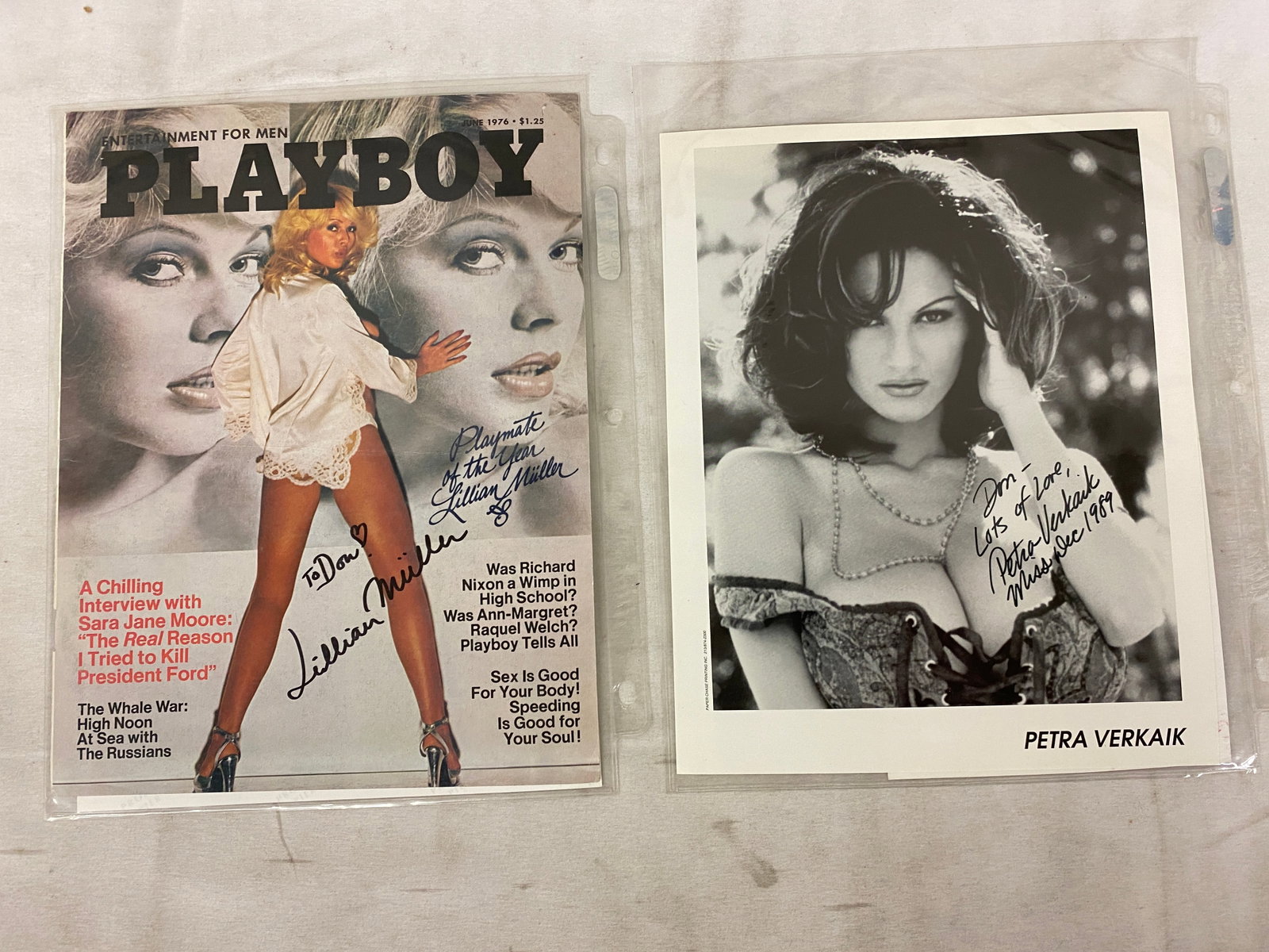 Lillian Miller and Petra Verkaik Signed Playboy and Photograph: Lillian Miller and Petra Verkaik Signed Playboy and Photograph
