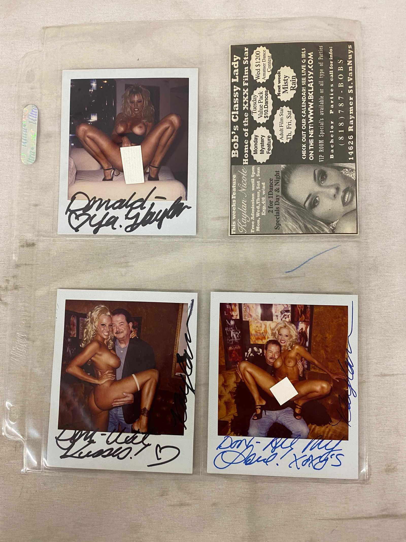 Vintage Adult Film Actress Signed Polaroid Photographs: Vintage Adult Film Actress Signed Polaroid Photographs