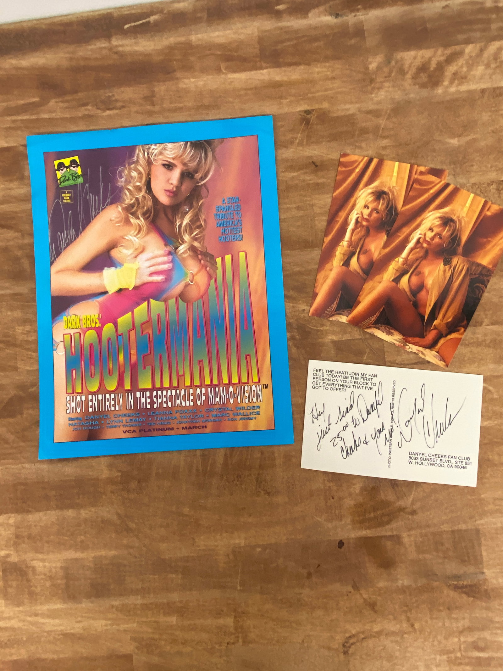Vintage Daniel Cheeks Adult Film Star Signed Magazine and Postcard: Vintage Daniel Cheeks Adult Film Star Signed Magazine and Postcard