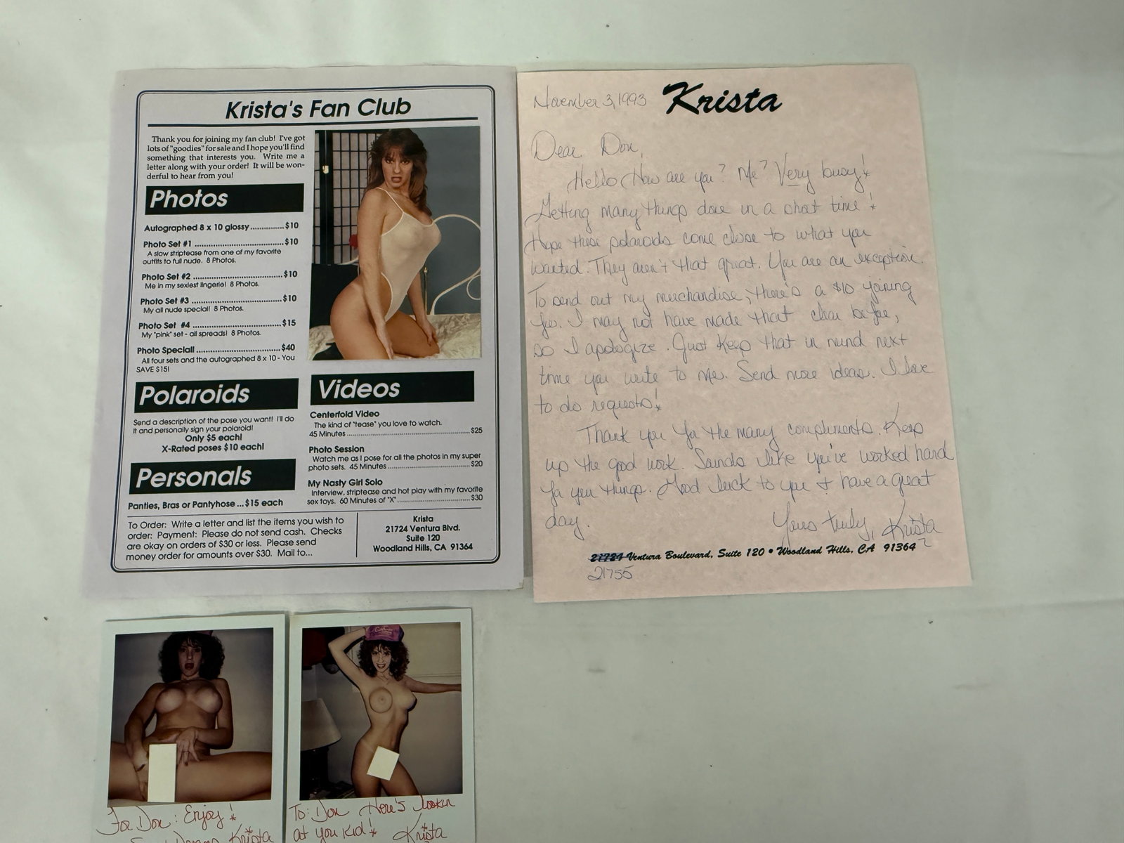Vintage Adult Film Actress Signed Polaroid Photographs: Vintage Adult Film Actress Signed Polaroid Photographs