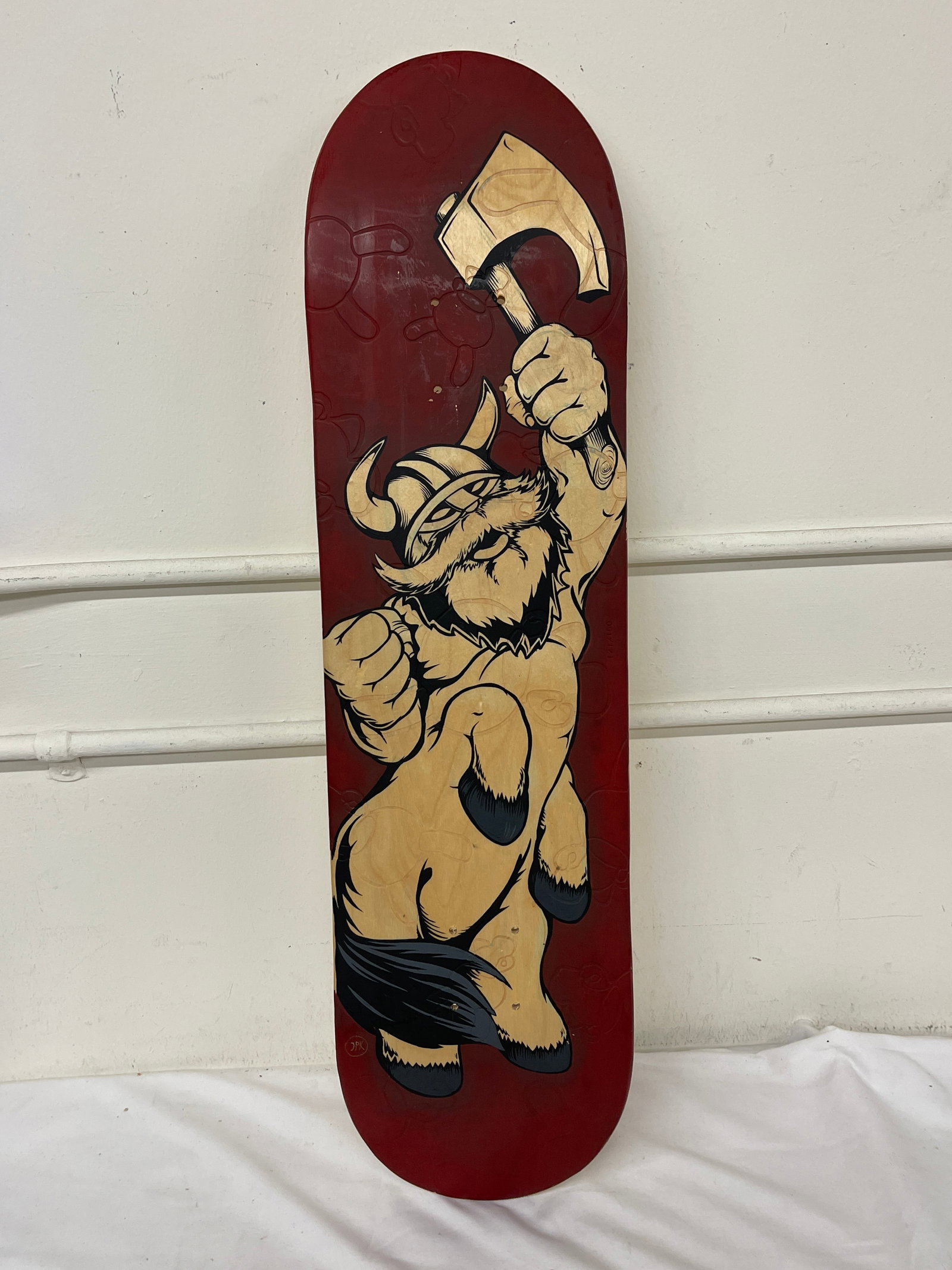 Viking Warrior with Axe Custom Laser Engraved Skateboard Deck Red Maple (1 of 2)