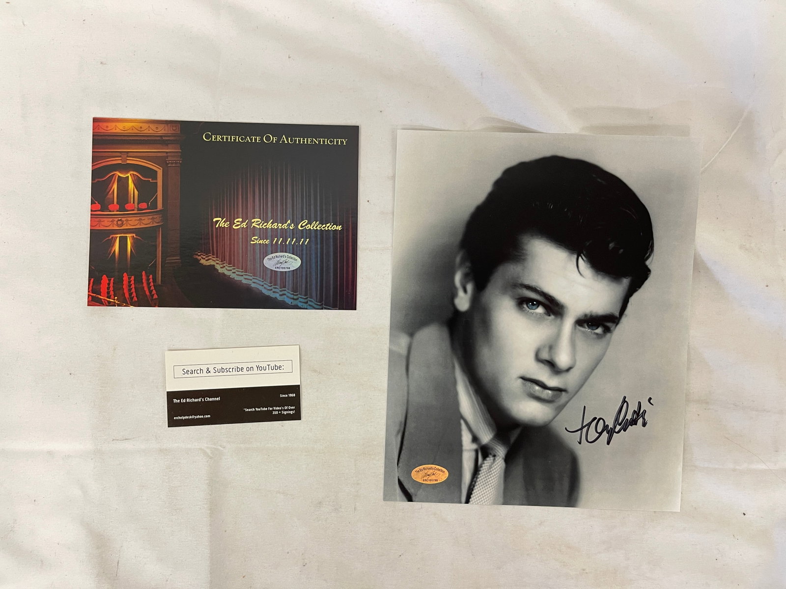 Tony Curtis Signed 8x10 B&W Photo with COA Ed Richards Collection ERC100798 (1 of 5)