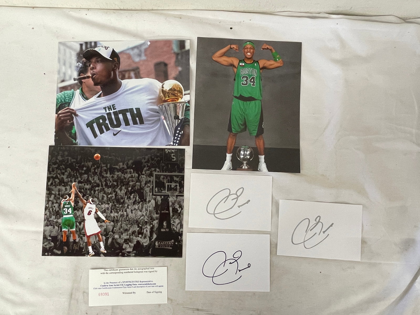 Paul Pierce Boston Celtics Signed Index Cards x3 with COA & Photos Collection (1 of 4)