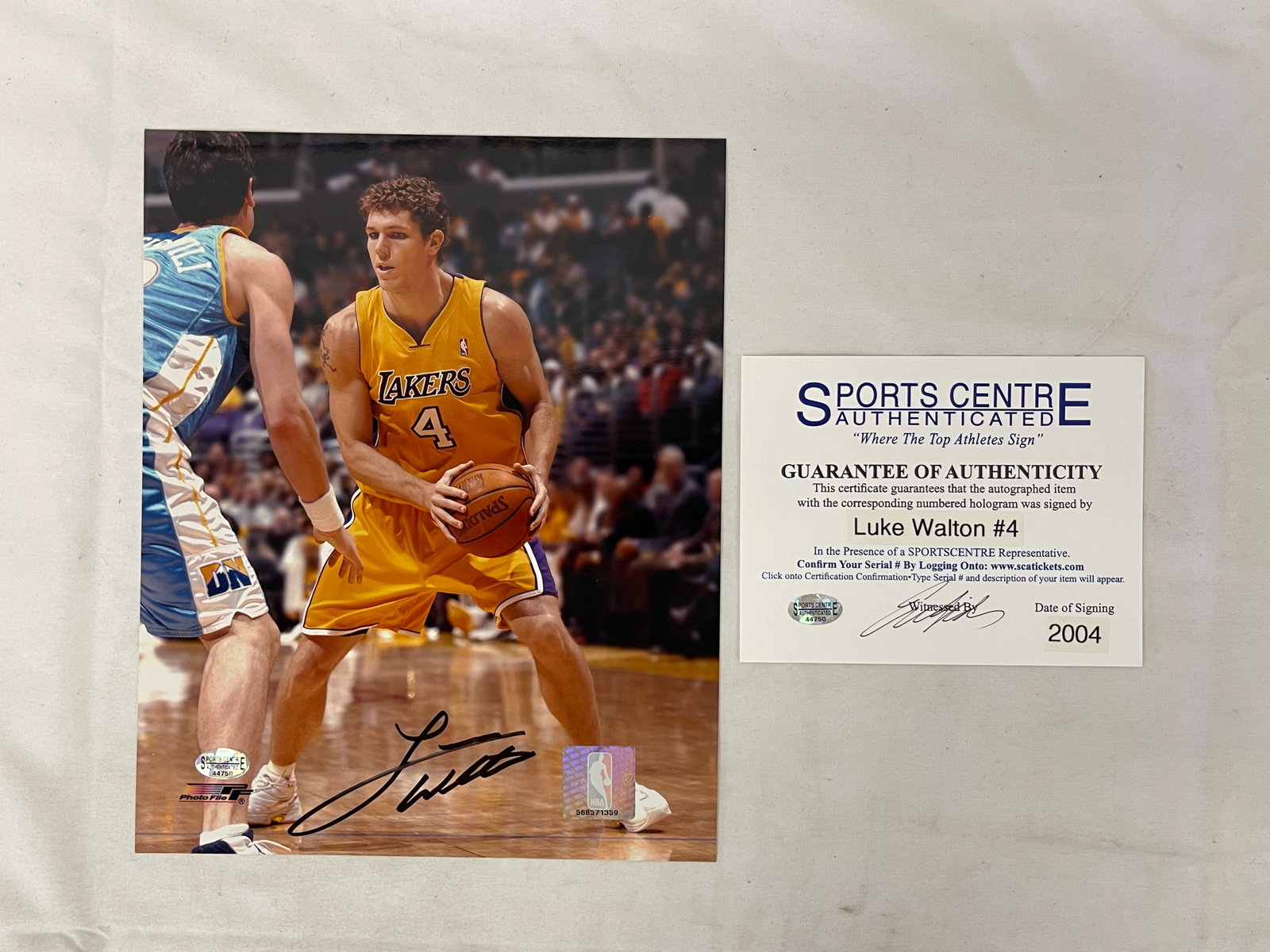 Luke Walton Lakers #4 Signed 8x10 Photo Sports Centre Authenticated 2004 (1 of 5)