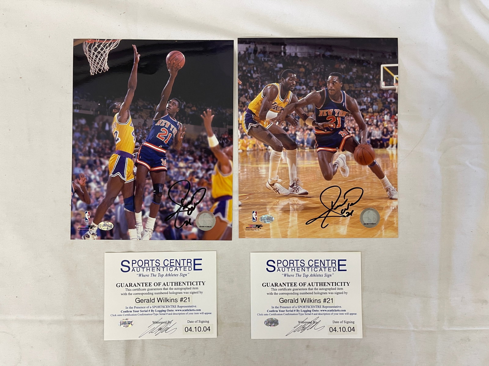Gerald Wilkins #21 NY Knicks Signed 8x10 Photos x2 Sports Centre Auth COA (1 of 7)