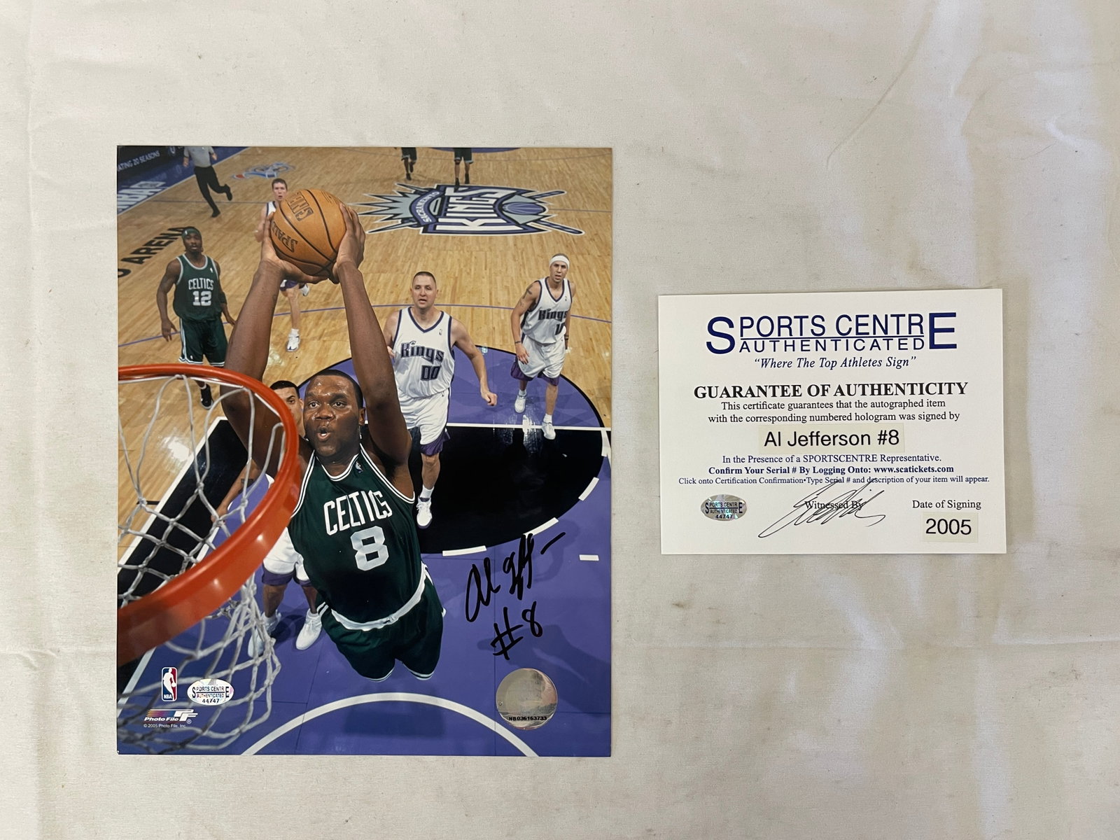 Al Jefferson Boston Celtics #8 Signed 8x10 Photo Sports Centre Authenticated 2005: Al Jefferson Boston Celtics #8 Signed 8x10 Photo Sports Centre Authenticated 2005