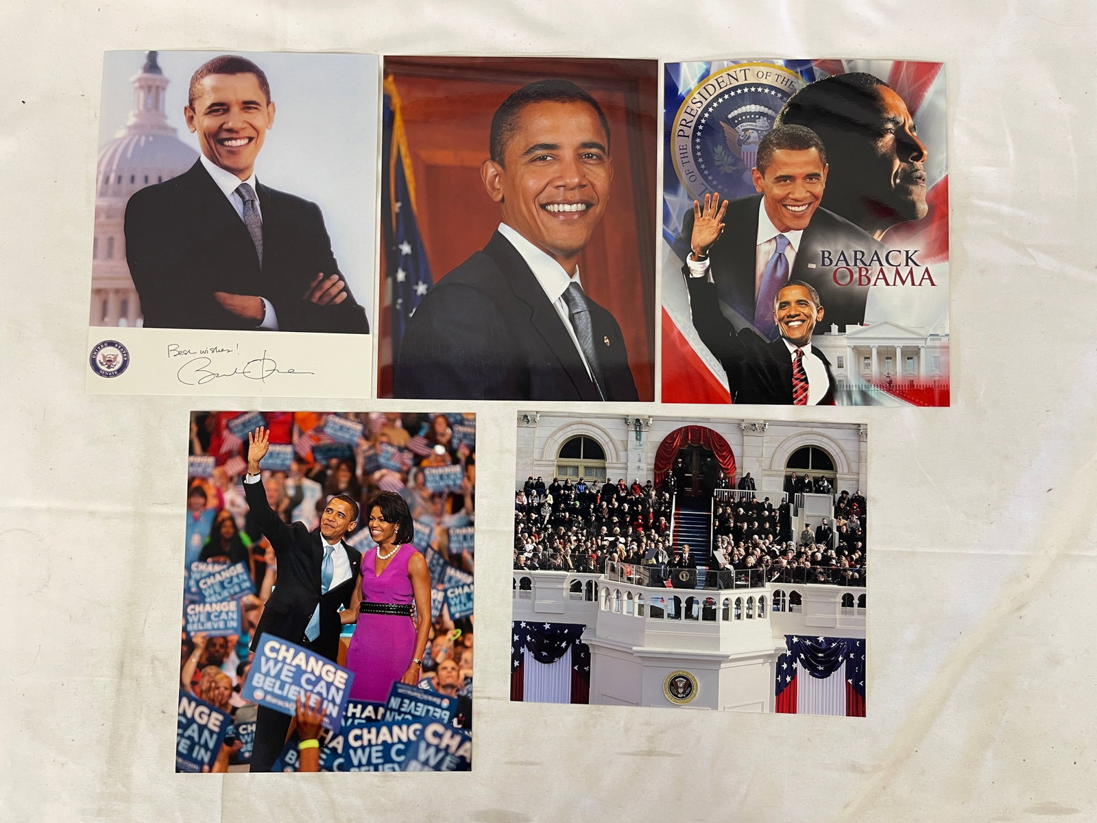 Barack Obama Signed Senate Photo 'Best Wishes' with 4 Additional Obama Photos (1 of 5)