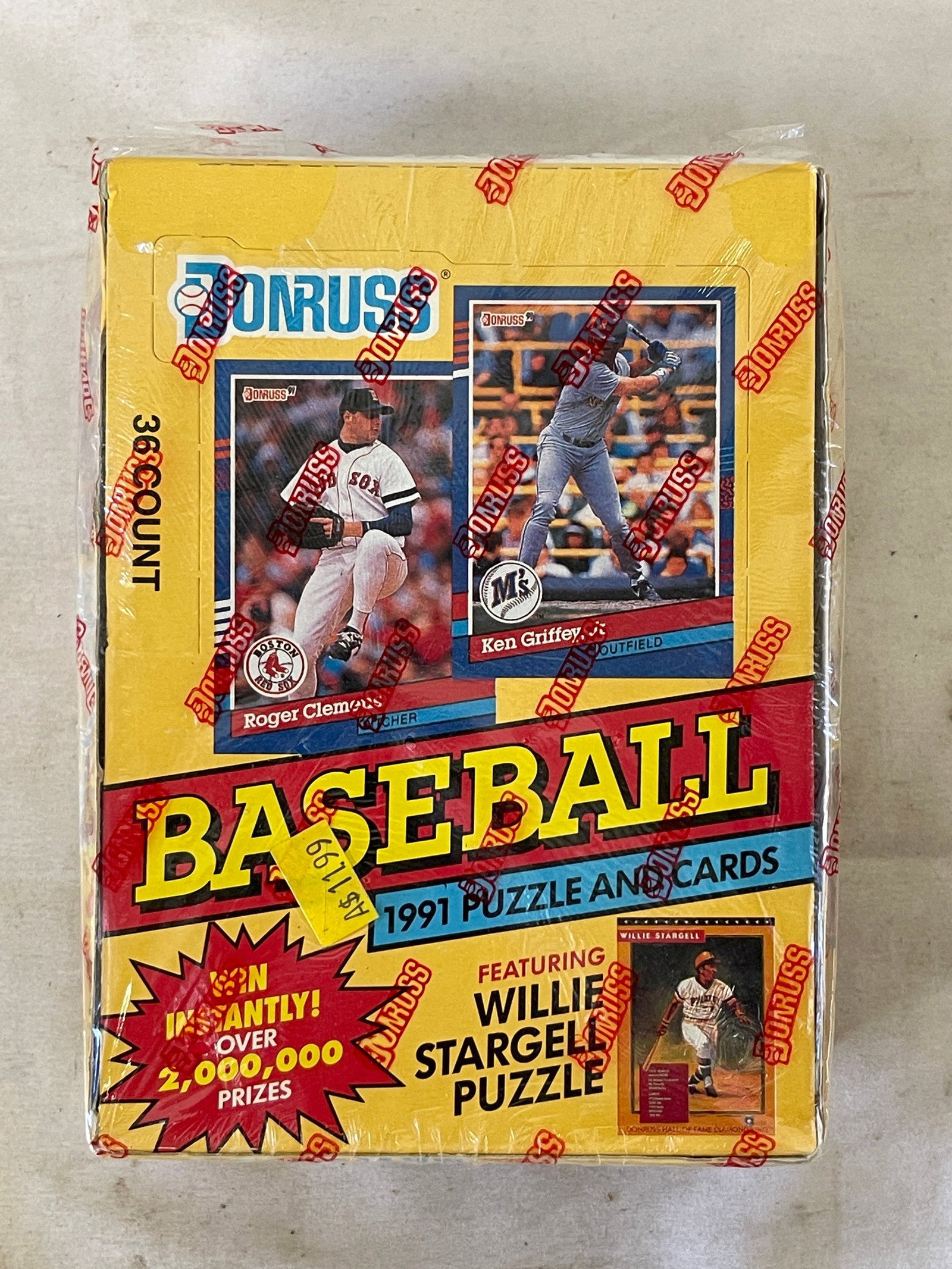 1991 Donruss Baseball Series 1 Factory Sealed 36-Count Box Griffey Clemens (1 of 3)