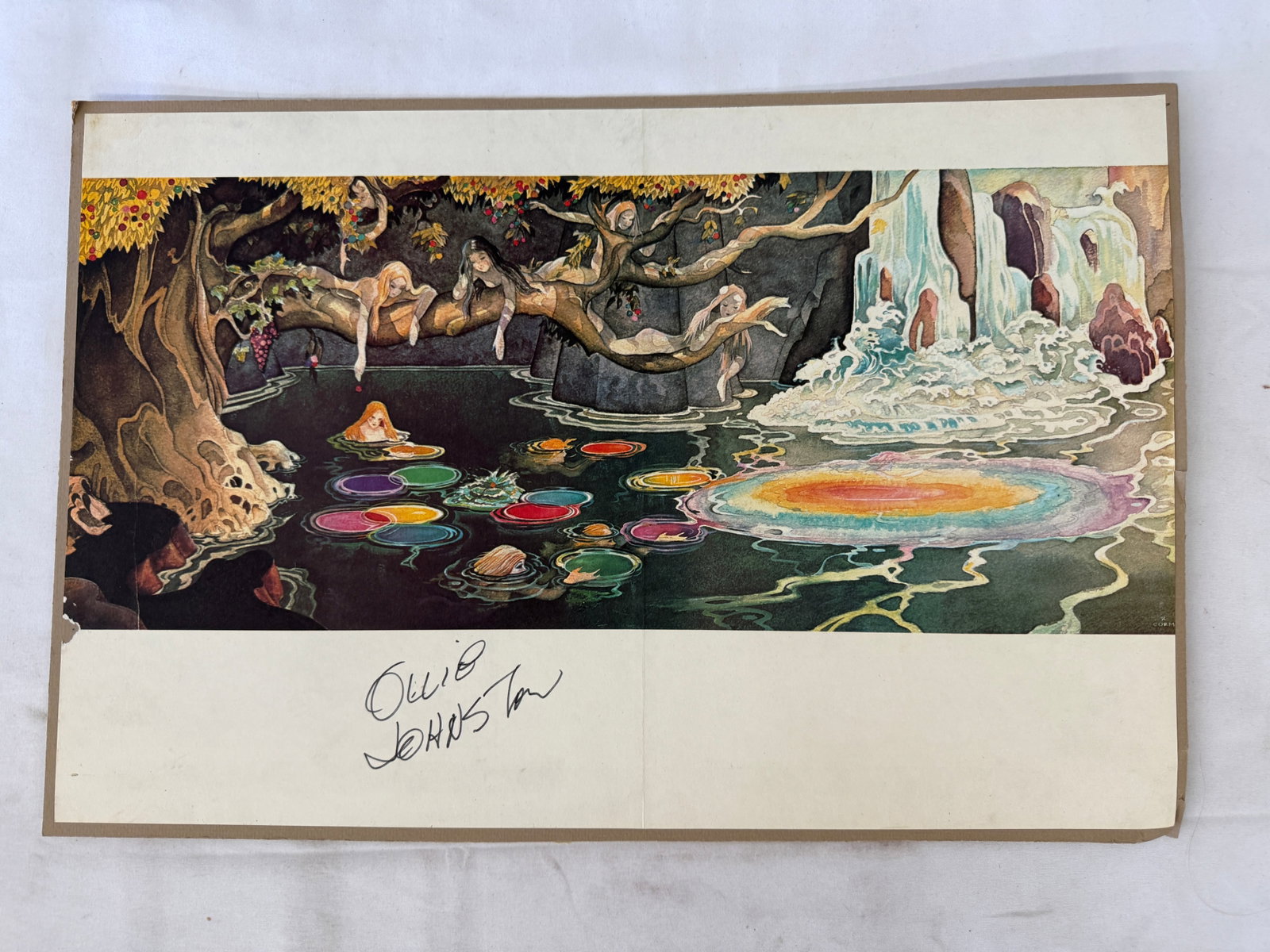 Ollie Johnston Disney Legend Signed Fantasy Art Print Nymphs Waterfall (1 of 3)