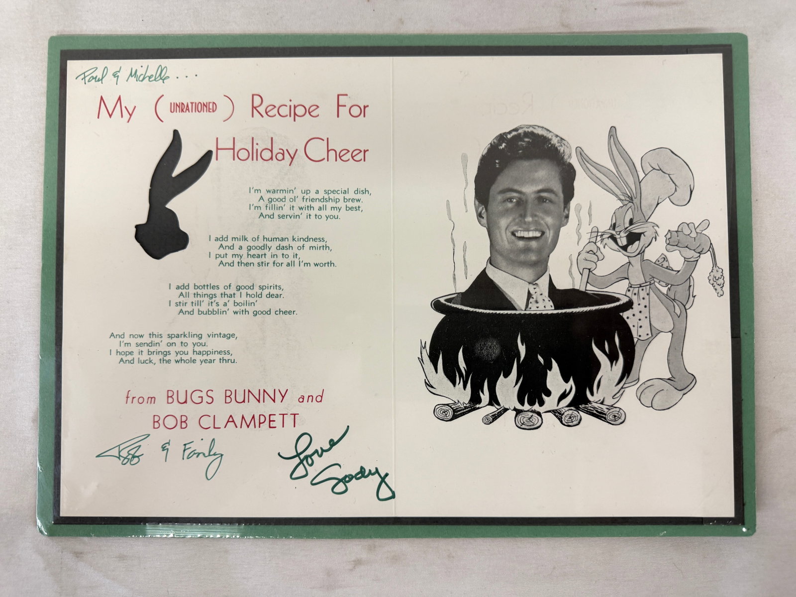 Bob Clampett Signed Bugs Bunny Holiday Christmas Card Warner Bros Animation (1 of 4)