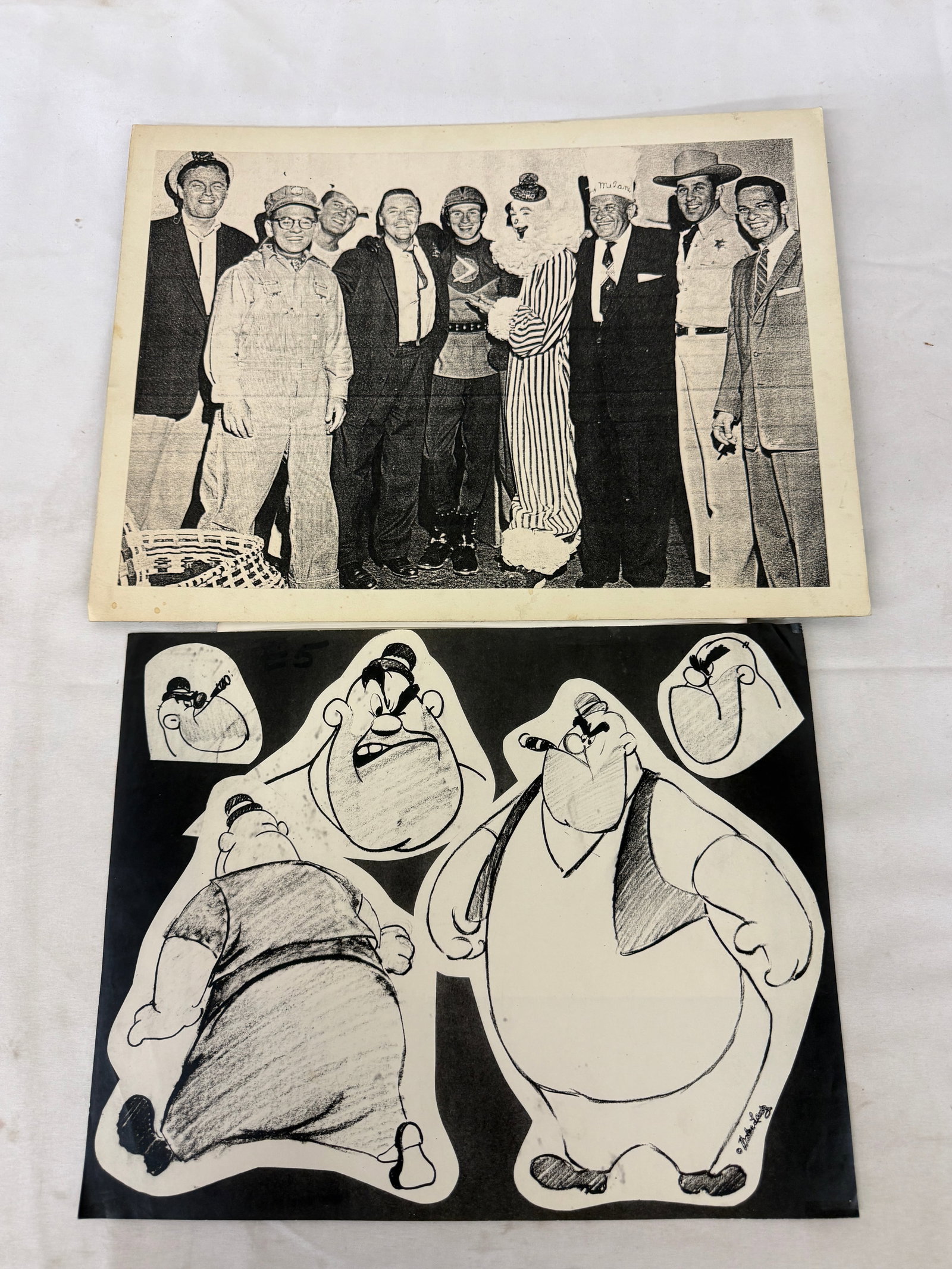Original Fat Man Caricature Cartoon Artwork on Crescent Illustration Board (1 of 2)