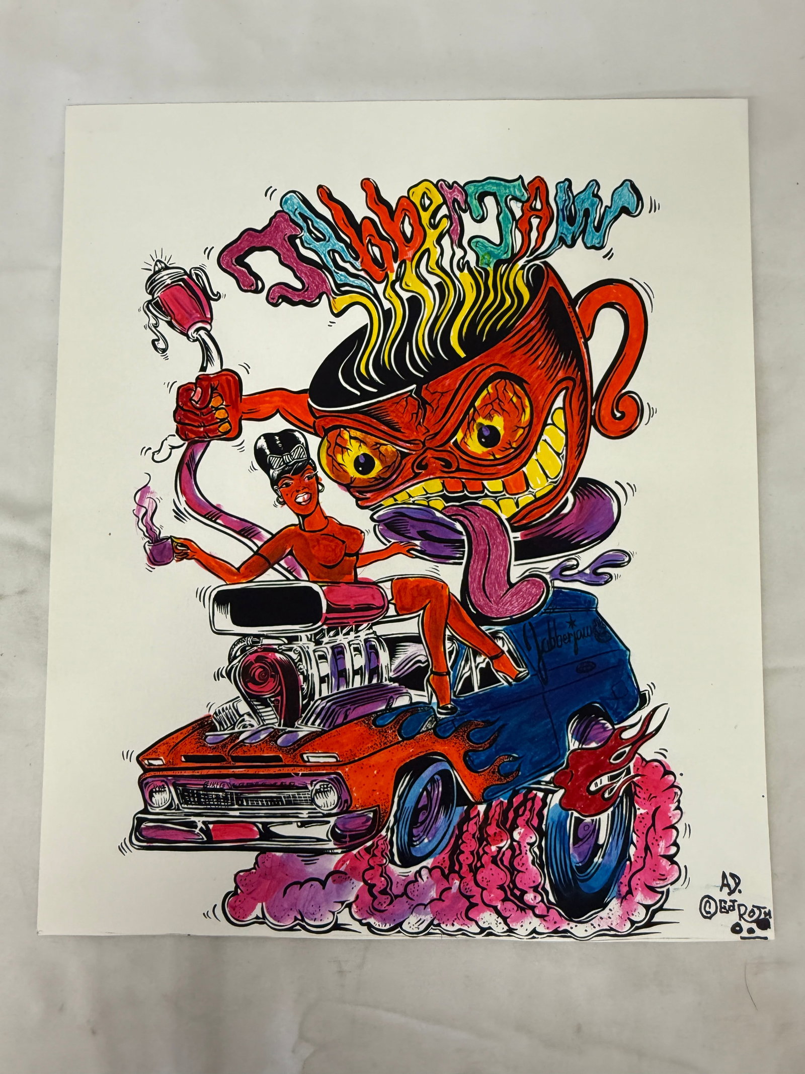 Jabber Jaw Original Marker Art Drawing Signed AD © Ed Roth Style, 16x20 (1 of 5)