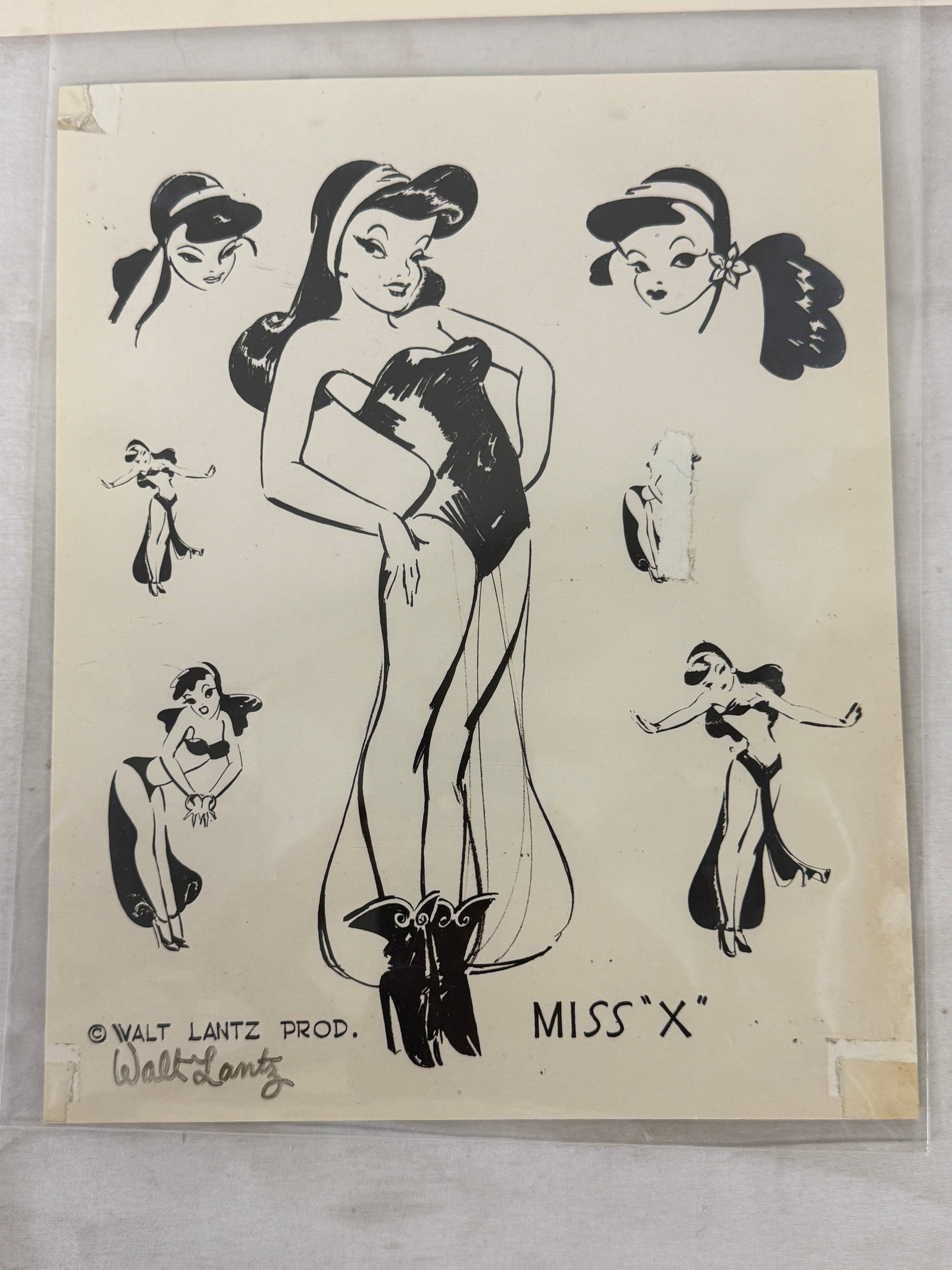 Miss X Walt Lantz Productions Signed Character Model Sheet Print: Miss X Walt Lantz Productions Signed Character Model Sheet Print