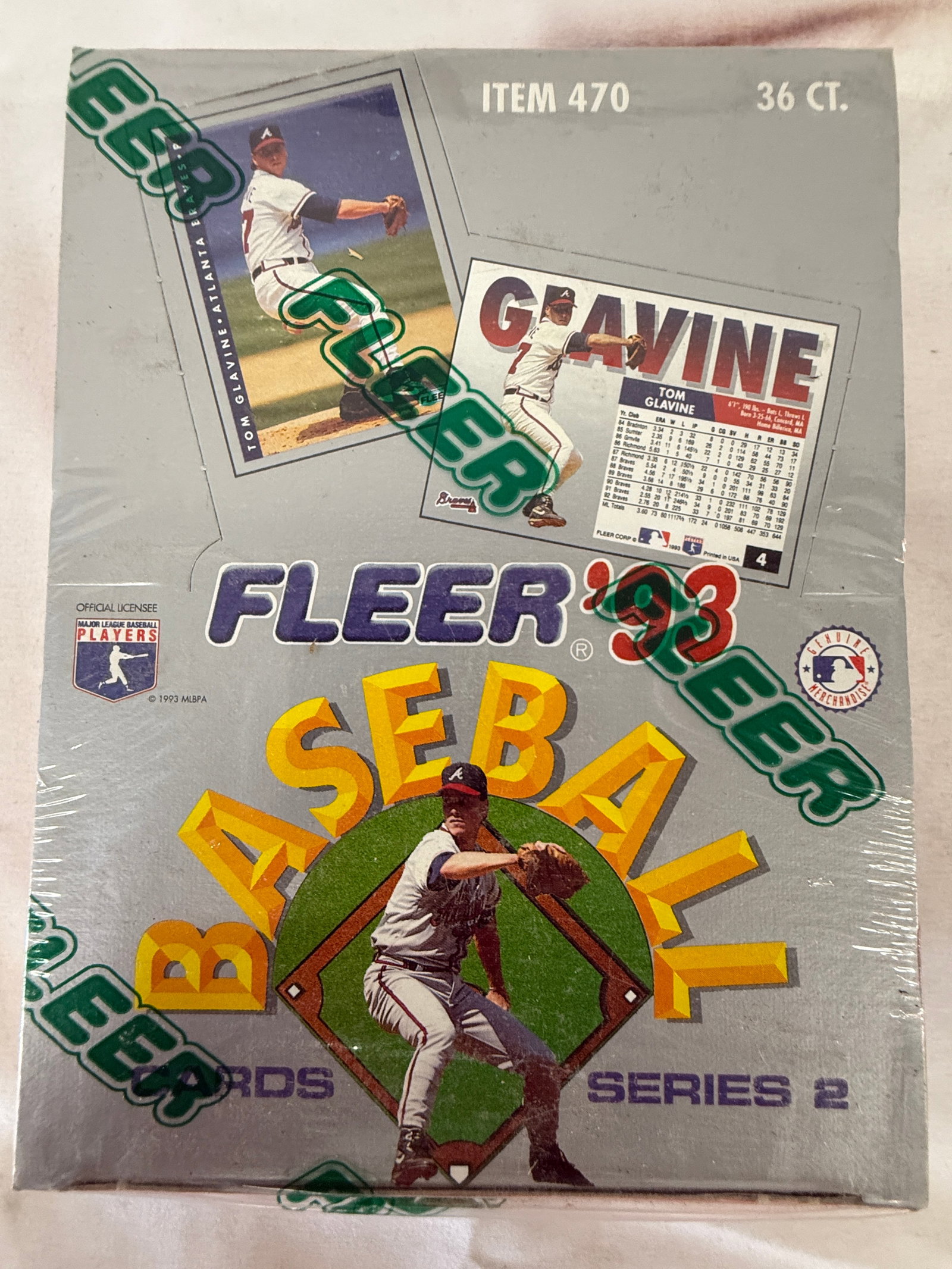 1993 Fleer Baseball Series 2 Factory Sealed Hobby Box 36 Packs Tom Glavine (1 of 5)