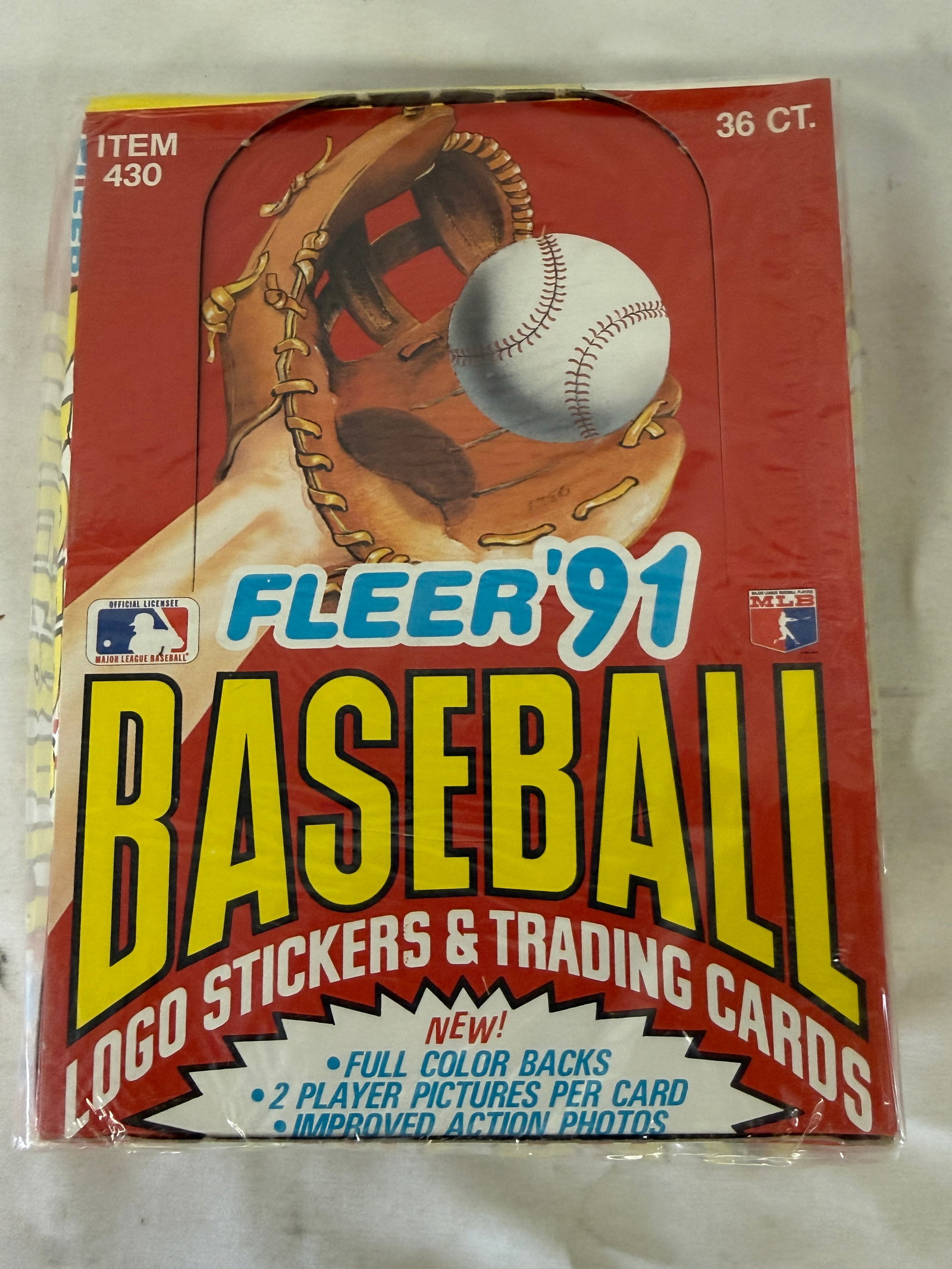 1991 Fleer Baseball Logo Stickers & Trading Cards 36-Pack Wax Box Sealed: 1991 Fleer Baseball Logo Stickers & Trading Cards 36-Pack Wax Box Sealed