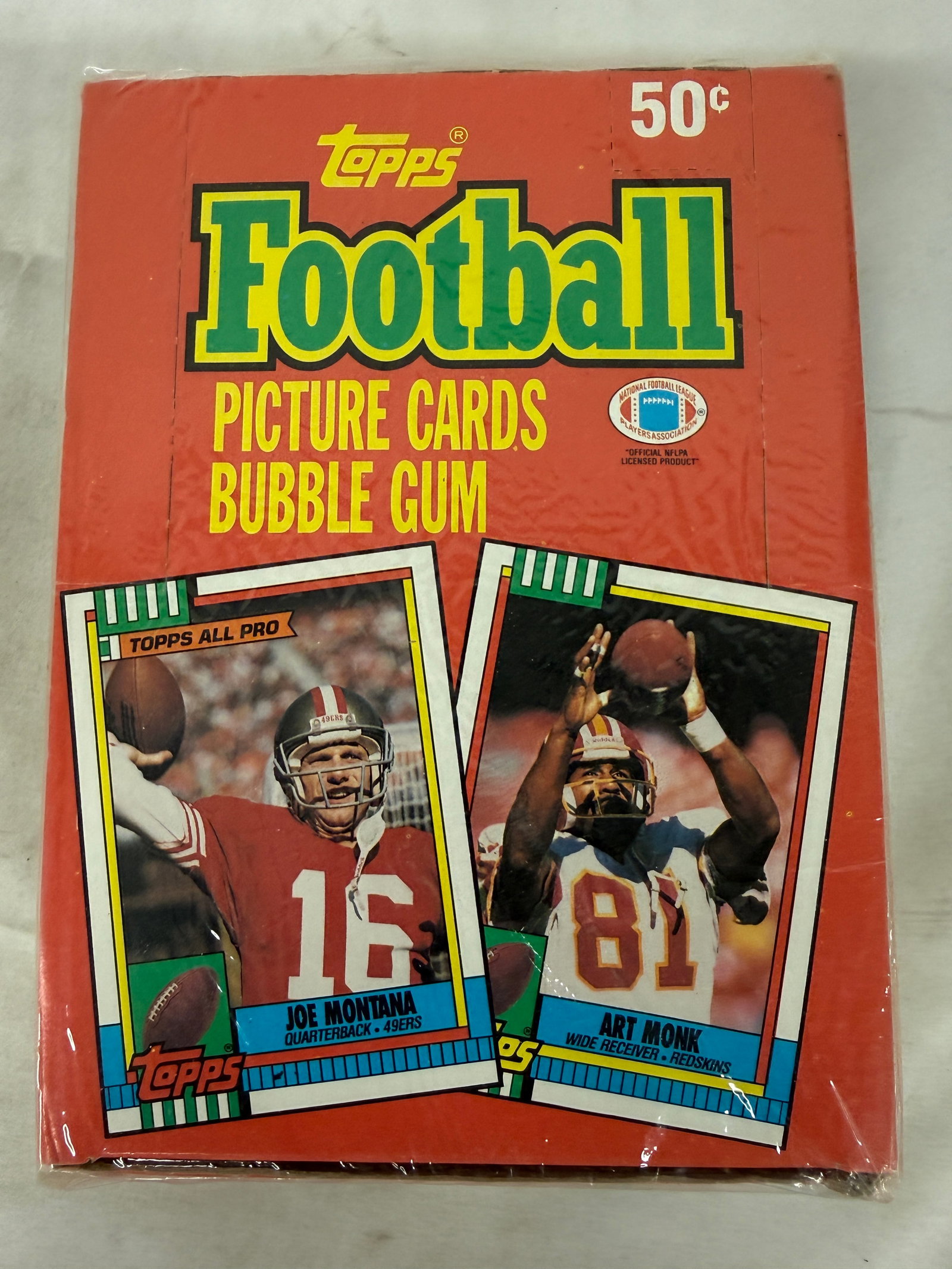 1990 Topps Football Wax Box 36 Packs Sealed Joe Montana Art Monk Box Bottom Cards: 1990 Topps Football Wax Box 36 Packs Sealed Joe Montana Art Monk Box Bottom Cards