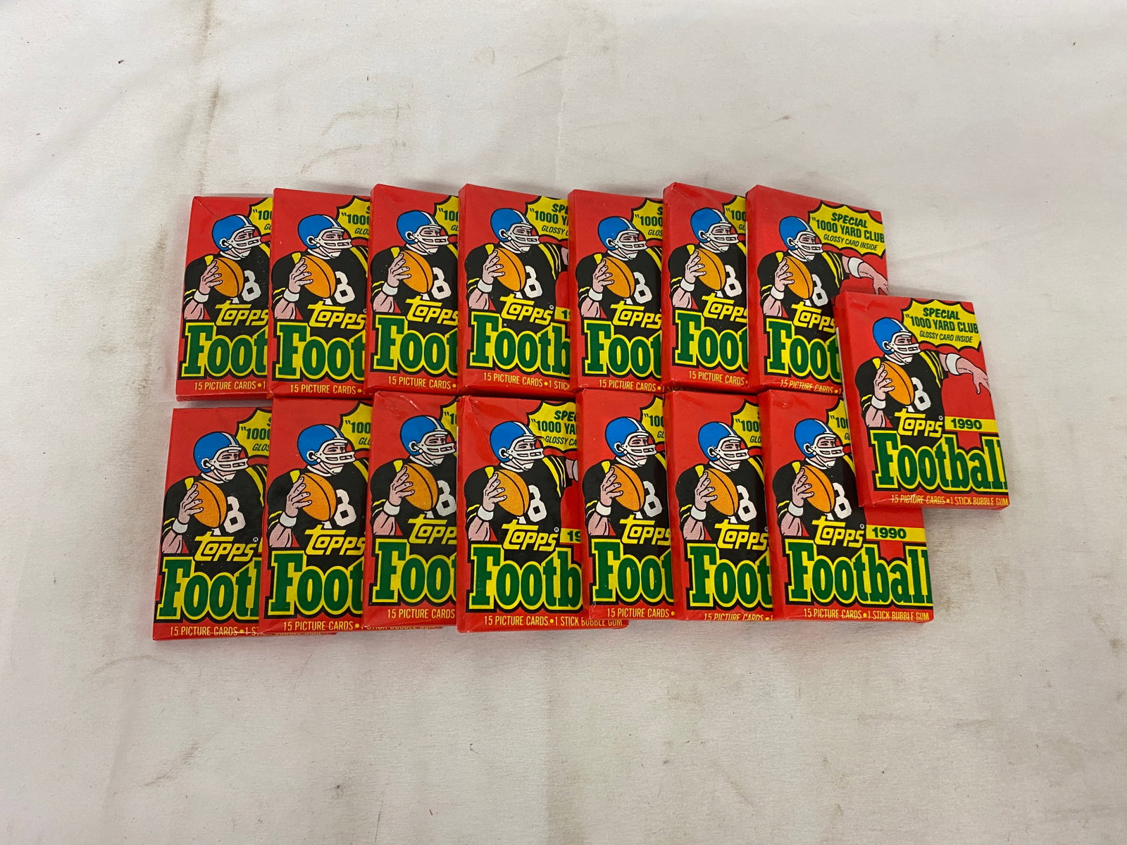 1990 Topps Football Wax Packs Lot of 17 Unopened Packs with Bubble Gum (1 of 2)